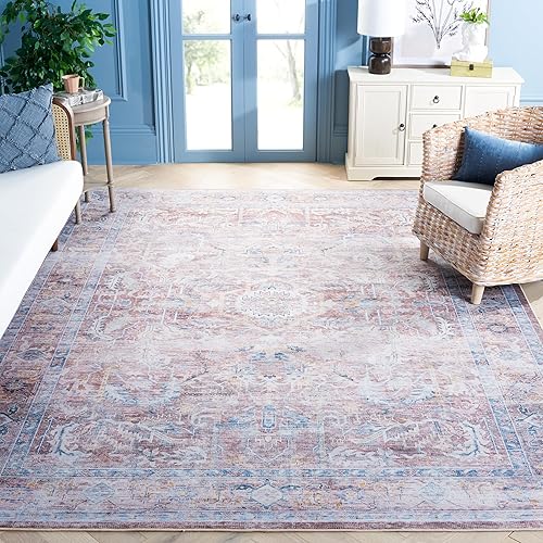 SAFAVIEH Tucson Collection TSN185P - Alfombra antideslizante lavable a máquina, 9 x 12 pies, color óxido, beige, vintage, persa envejecida, para