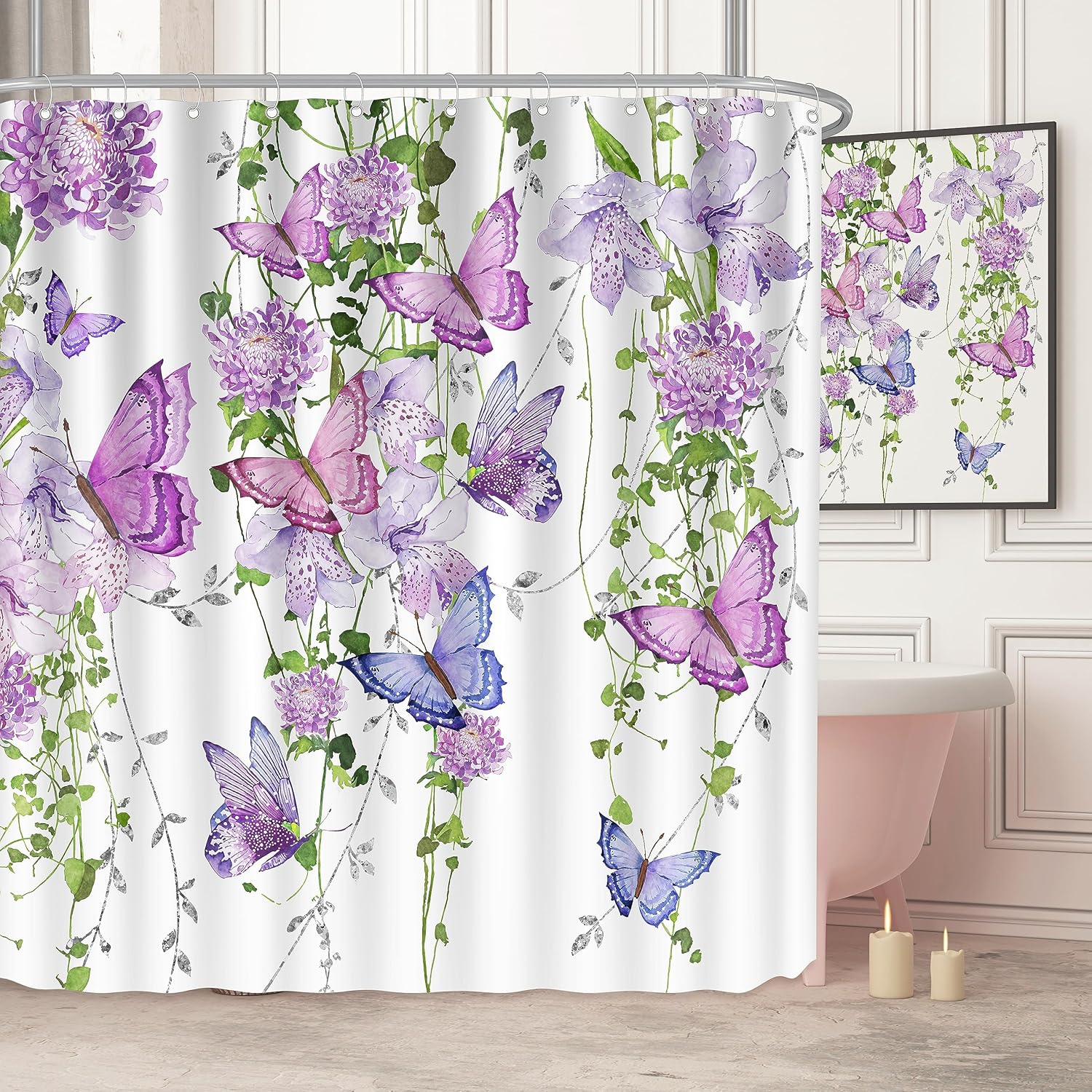 chiinvent Purple Shower Curtain Butterfly Shower Curtains
