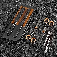 Vista 5 de Kit de tijeras para cortar y degrafilar el cabello, kit profesional de tijeras para mezclar cabello Fcysy, tijeras de peluquero para corte