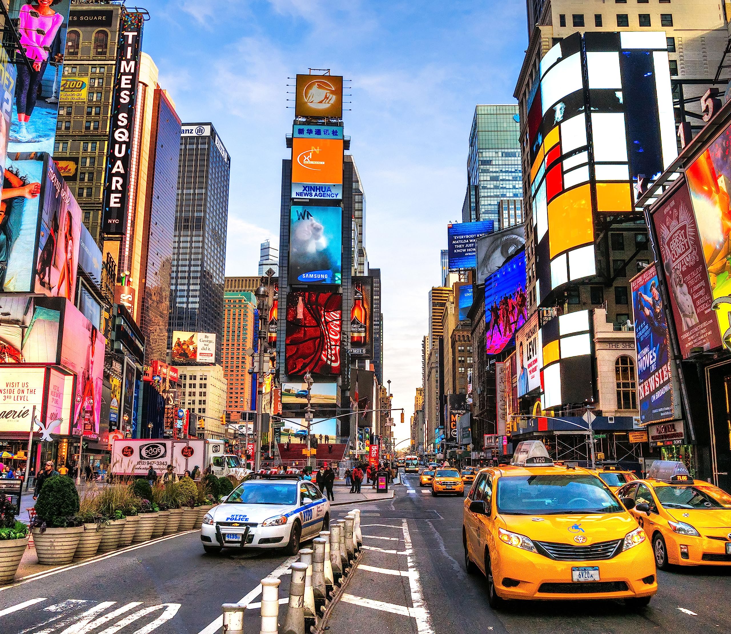 Times Square in new York City Herdabdeckplatte & Spritzschutz aus Echtglas | Für Herd-Kochfelder | 60x52 cm