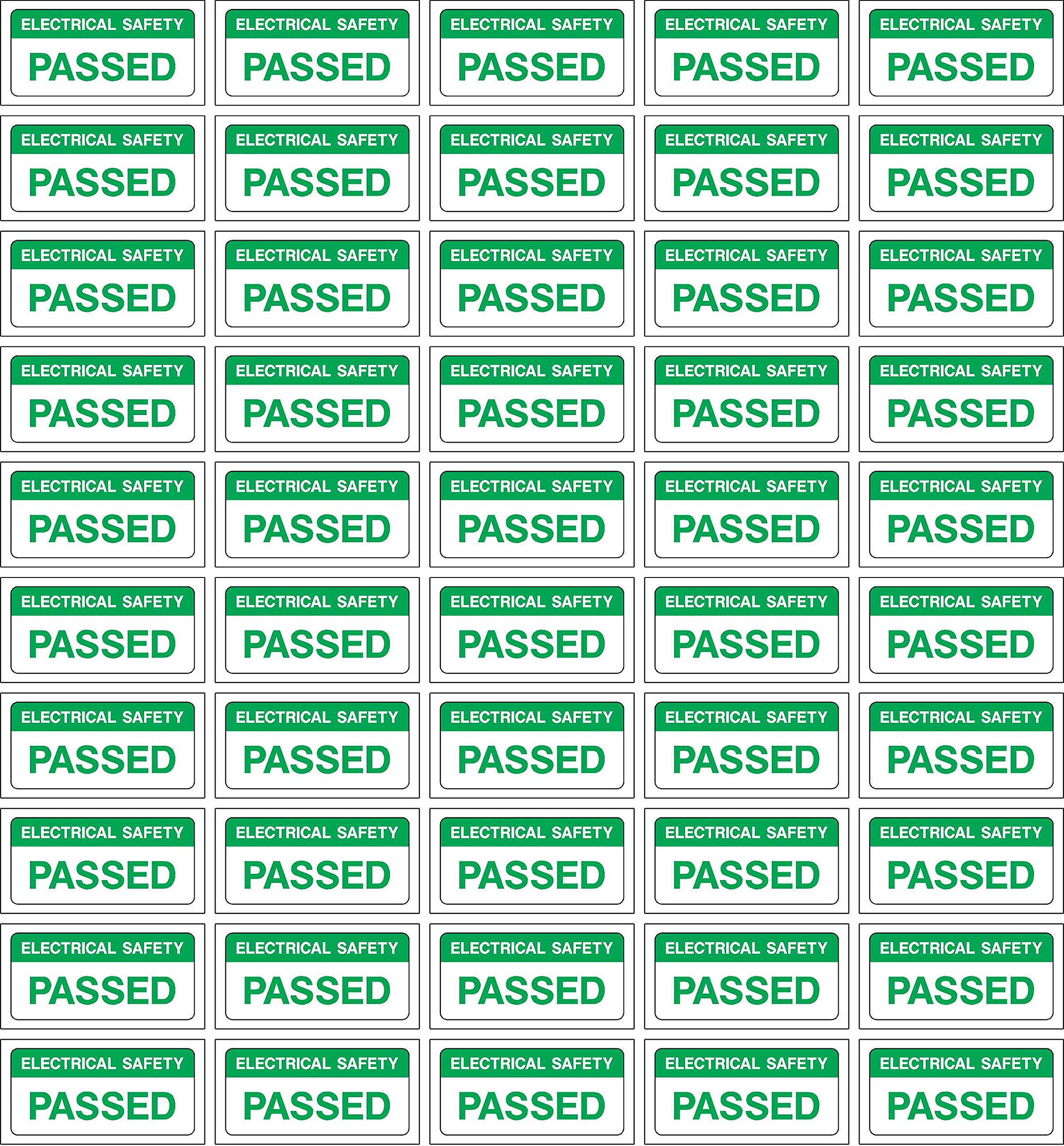 Quality control labels electrical safety passed - 50 stickers 40mm x 20mm