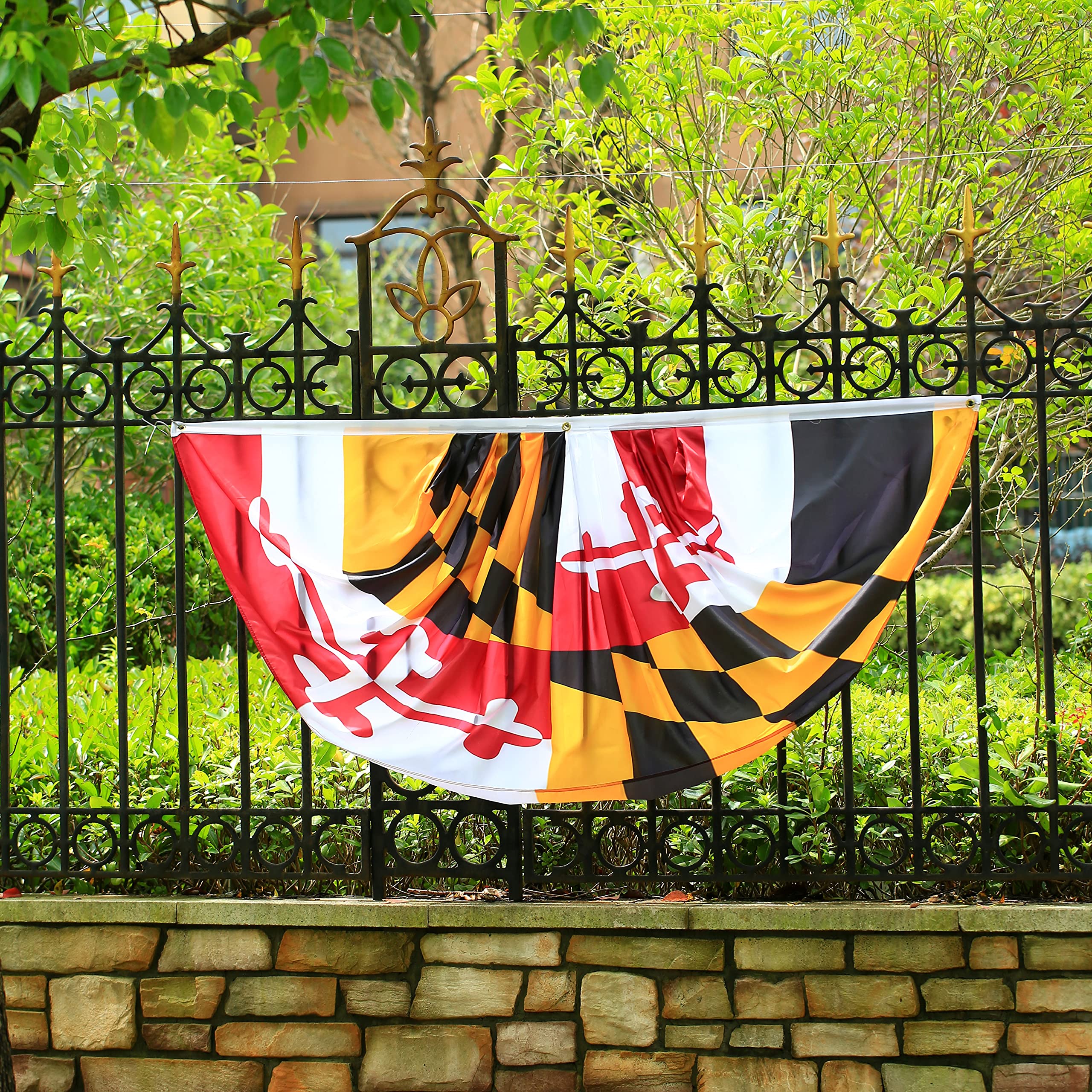 Maryland Flaggenbanner – 10 M Lang, 30 Mini-Flaggen – Rot, Weiß, Schwarz, Gelb – Für Paraden & Deko