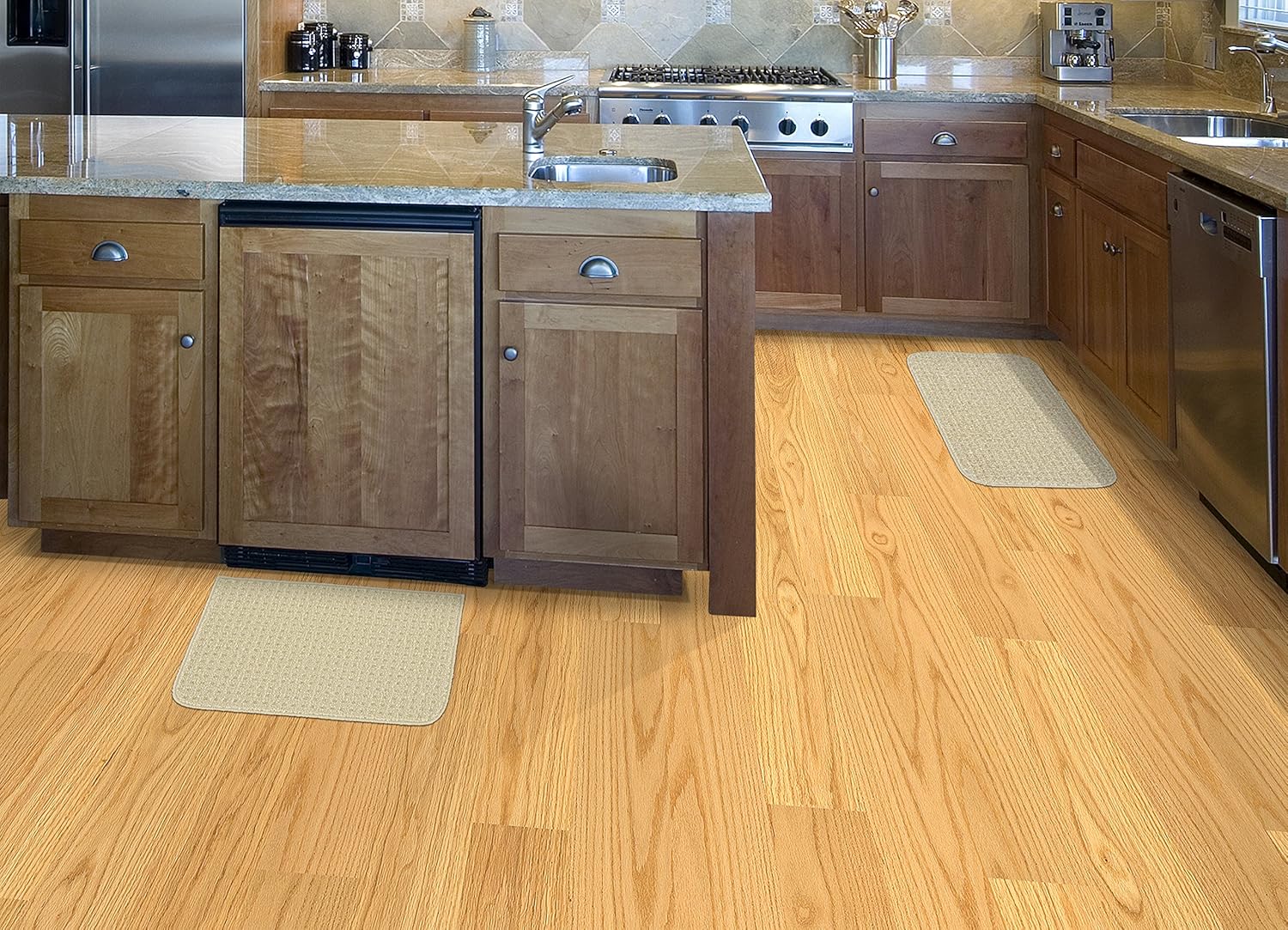 Garland Rug Herald Square 2-Piece Kitchen Rug Set, 18-Inch by 28-Inch, Ivory