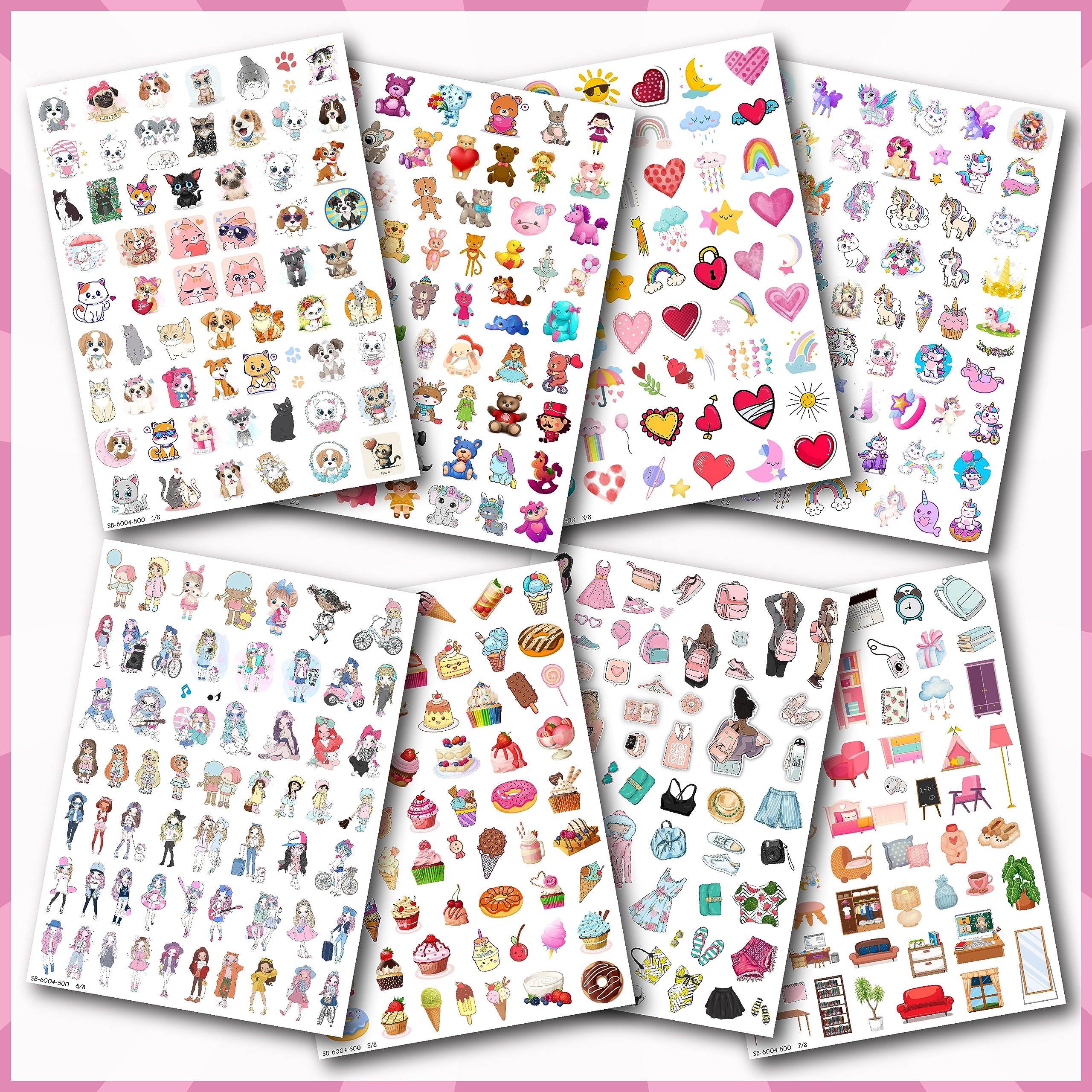 NeoPrint Sticker Seti 500 Adet - Kız Çocuklara Özel Konsept - Defter Planlayıcı Günlük Takvim Ajanda İçin Etiketler - Öğrencilere ve Yetişkinlere Kendinden Yapışkanlı Eğlenceli Çıkartmalar (8 Sayfa)
