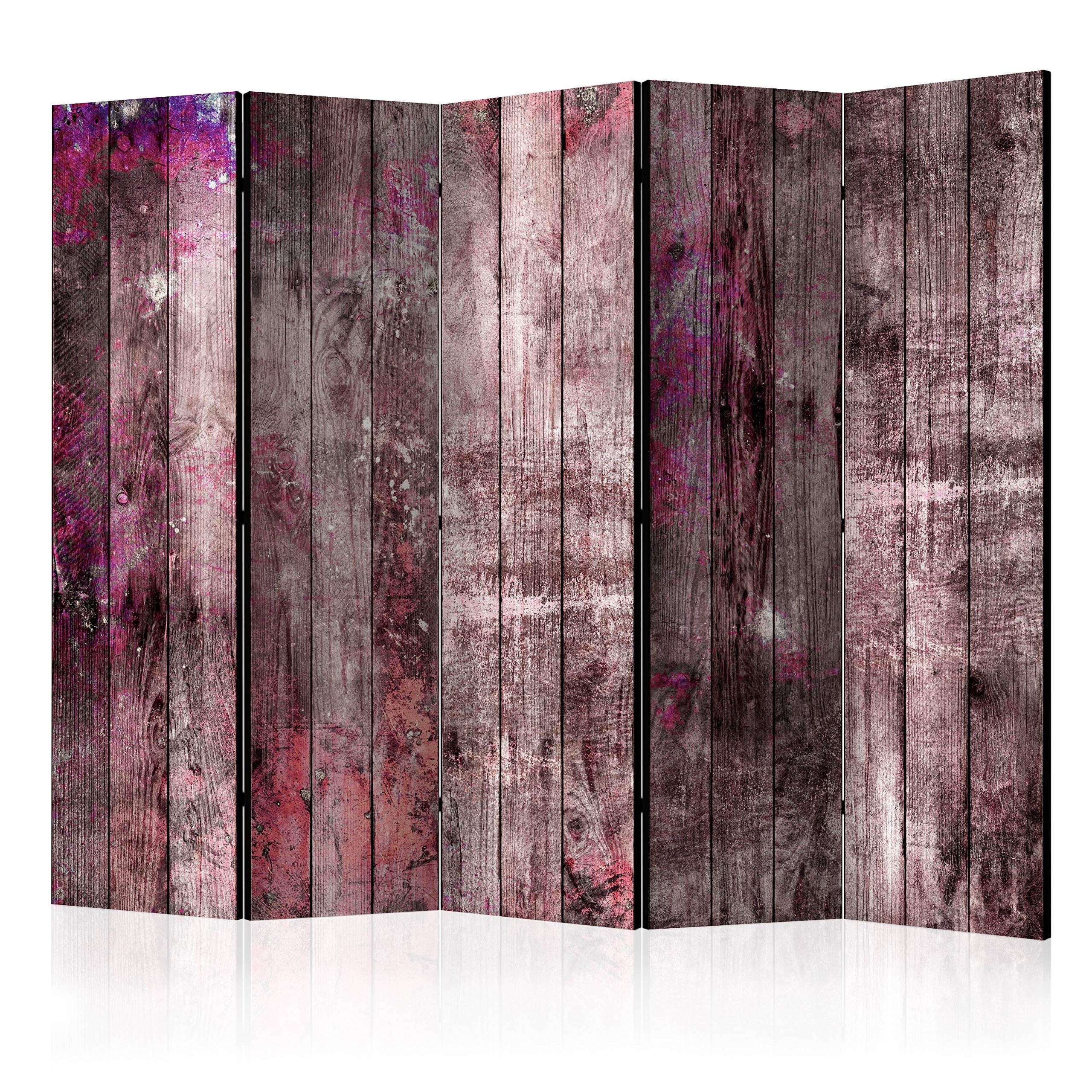 murando Biombo Aspecto de la Madera 225x172 cm de Impresion Unilateral en el Lienzo de TNT Decoracion Foto Biombo de Madera con Imagen Impresa Home Office Tablas Violeta marrón f-A-0770-z-c