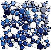 Vista 11 de Azulejos de Guijarros 5 Hojas, Azulejos de Mosaico Azul Turquesa Aguamarina para Salpicadero de Pared de Acento, Azulejos de Guijarros para Piso