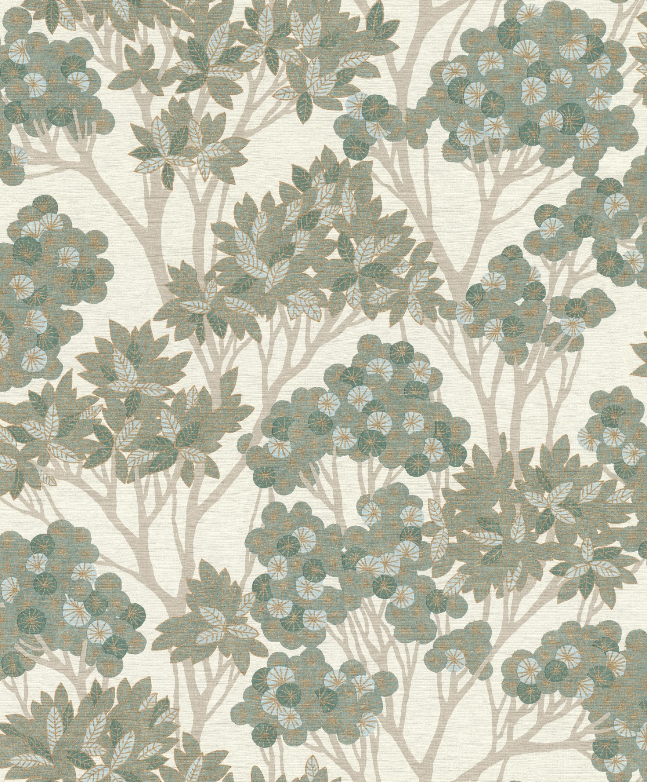 Rasch Green Non-Woven Wallpaper Plant Motif - Vinyl Wallpaper In For A Scandinavian Living Environment - Robust And Washable - 10.05 M X 0.53 M