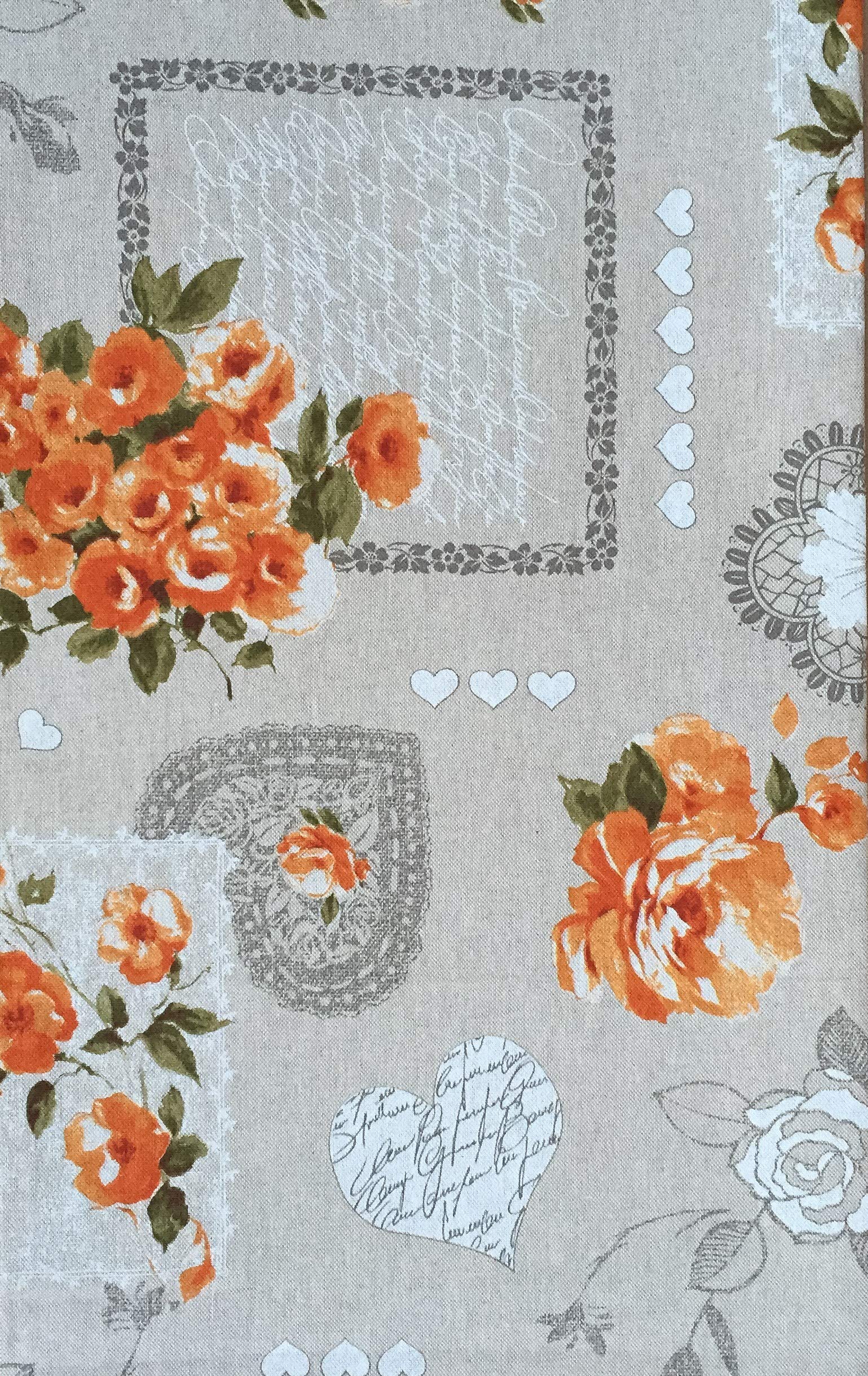Tex family Telo ARREDO COPRITUTTO Gran Foulard COPRILETTO COPRIDIVANO Tessuto MIROS Bouquet Arancio Shabby Chic - 2 PIAZZE