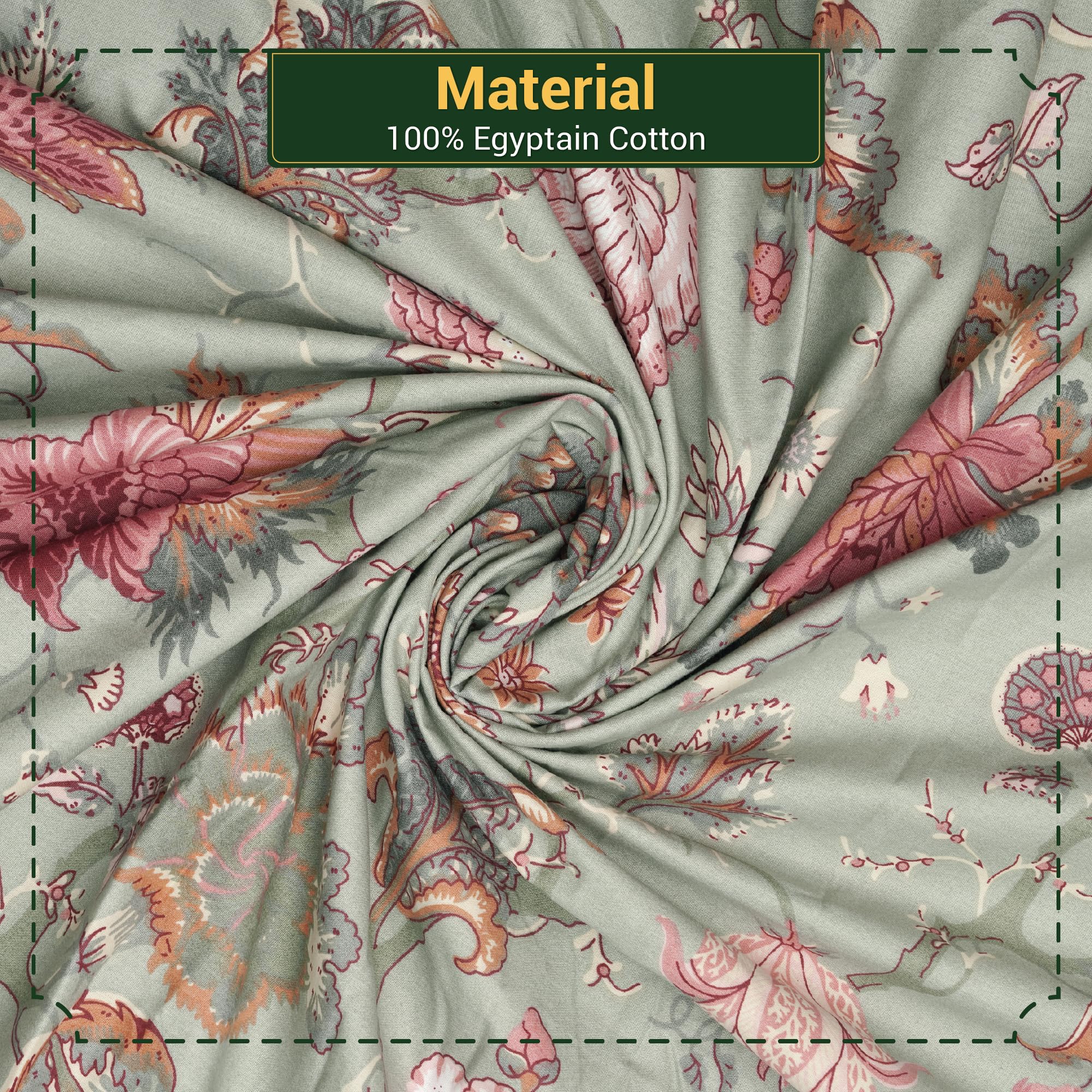Shadow Sleep Floral Duvet Cover Set Double, 400 Thread Count 100% Egyptian Cotton Bedding - Image 5
