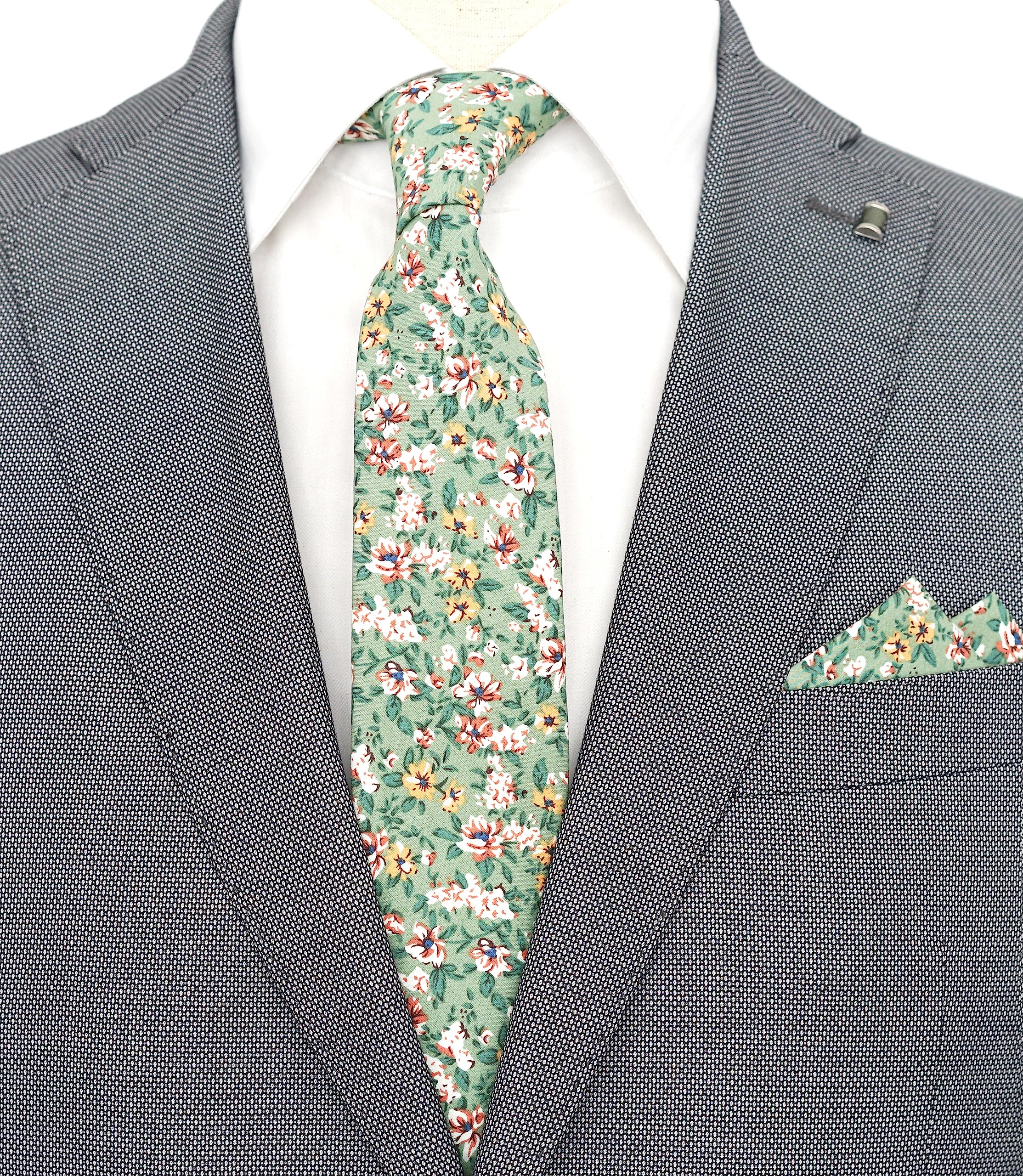 Herren-Krawatte mit Blumenmuster, 6,3 cm, handgefertigt, aus Baumwolle