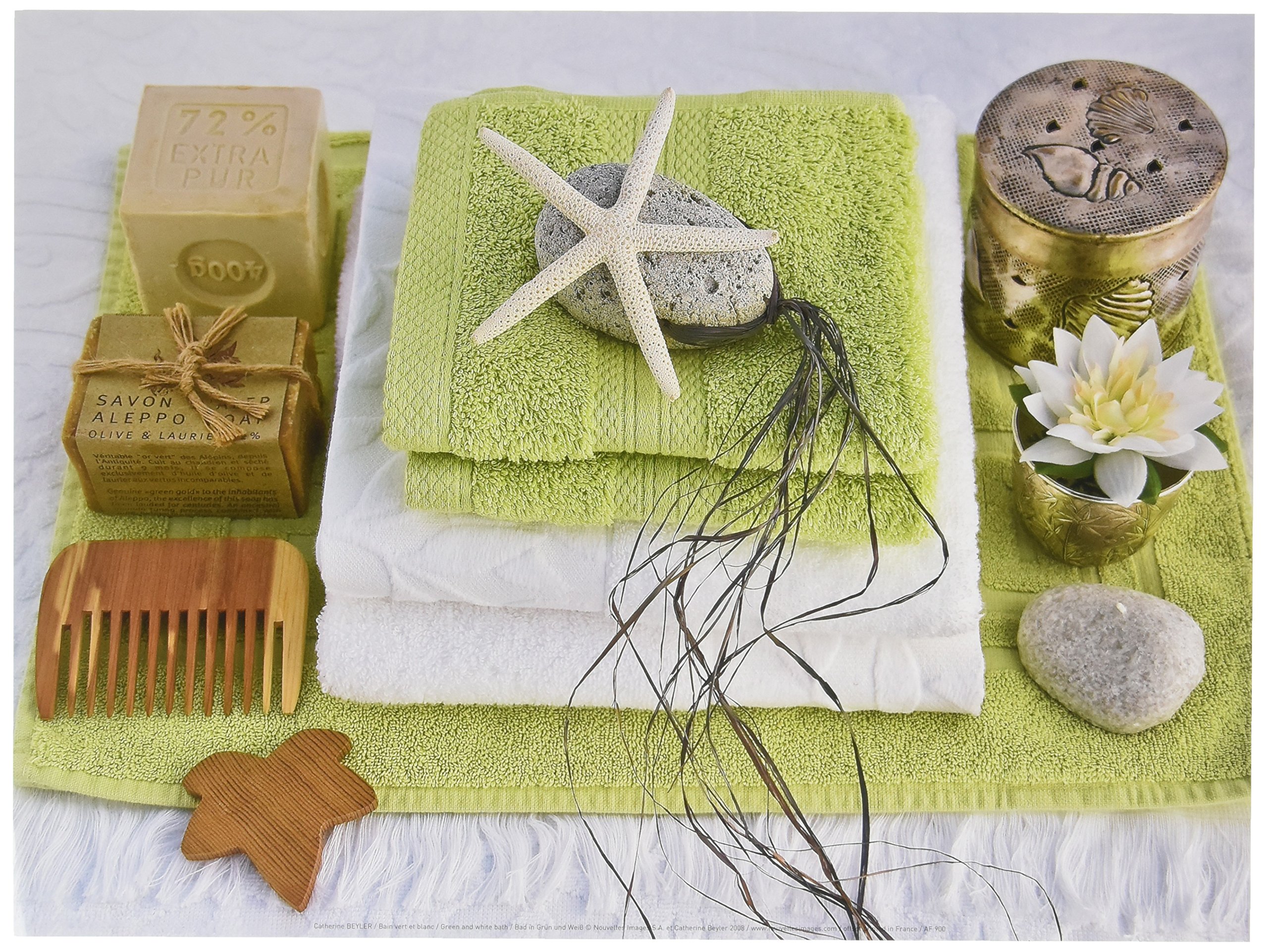 NOUVELLES IMAGES New imagesaffiche 30X40 CM white/green/green and white bath/bath set in grün und weiß