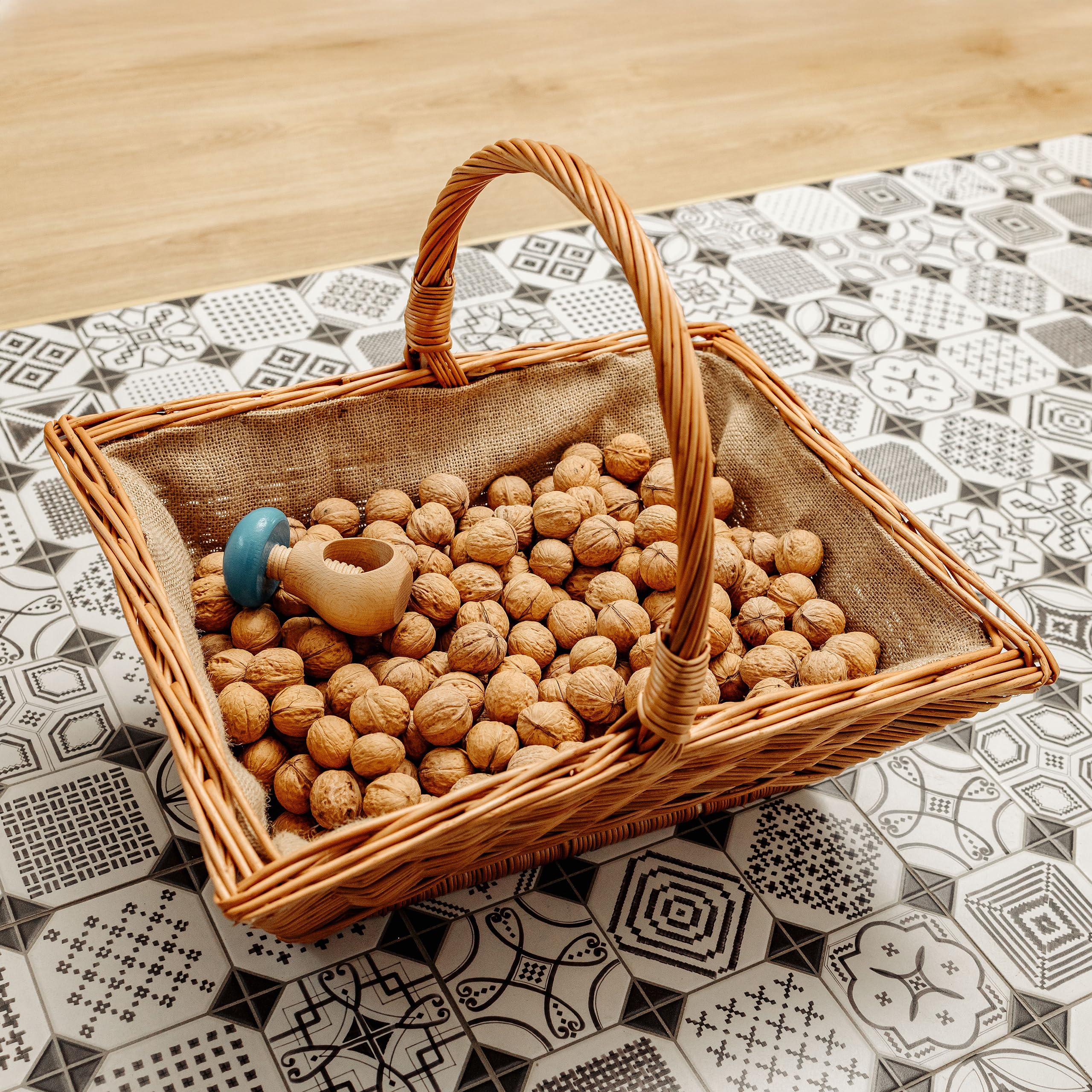 Creative Home Cesto Portalegna da Interno con Manici, Porta Legna Cesto Vimini | Grande Cesto Vimini Rettangolare 50x40x37 cm Leggero | Intrecciato a Mano | Salice Marrone Naturale | Multiuso