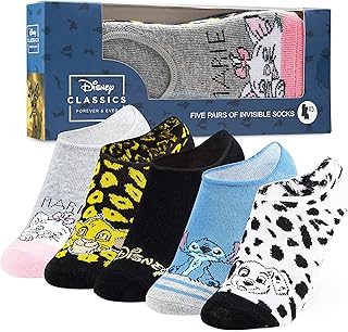 Disney Skarpety dziewczęce niewidoczne skarpety opakowanie 5, skarpety z wkładką niski krój, prezenty Disneya