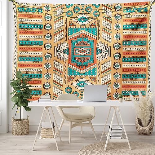 Miniatura 7 de Ambesonne Tapiz tribal, patrón de tribu secreta en estilo bohemio, colgante de pared ancho para dormitorio, sala de estar, dormitorio, 60 x 40