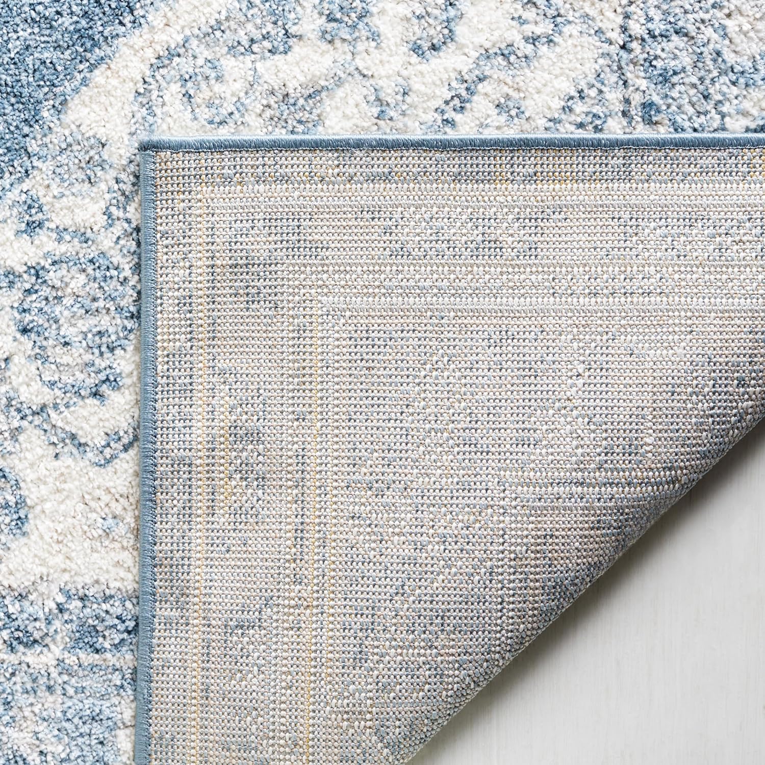 SAFAVIEH Layla Collection Runner Rug - 2'2" x 9', Ivory Grey & Blue, Shabby Chic Design, Non-Shedding & Easy Care, Ideal for High Traffic Areas in Living Room, Bedroom, Dining (LAY108M-29)