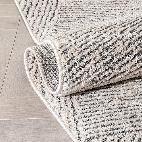 Miniatura 6 de Alfombra tejida de color beige, tribal, geométrica, de pelo alto