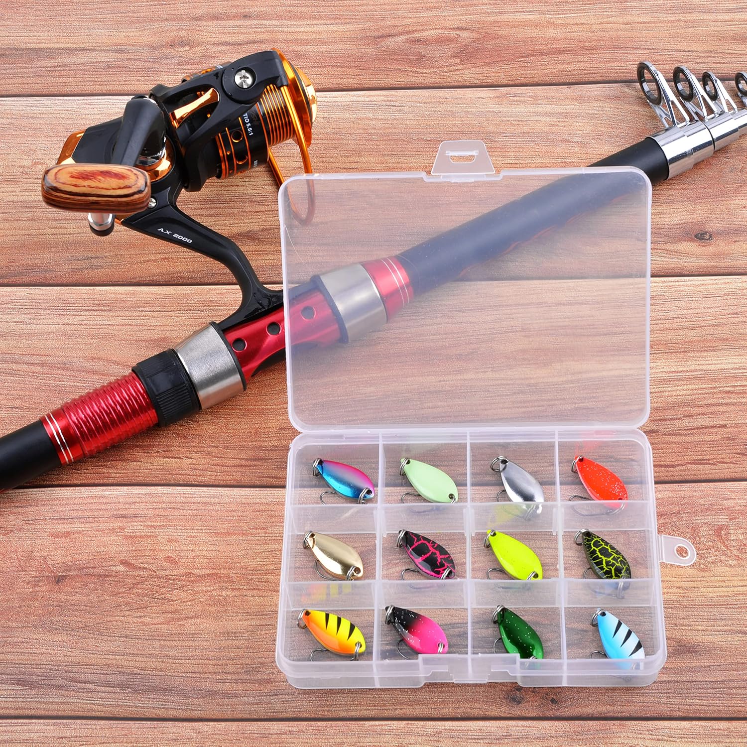 Fishing Spoons Lures for Trout, 12/24pcs Trout Spoons Set Single Hooks Hard Metal Fishing Jigging Bait Tackle Casting Spinner Bait for Crappie Bass Perch Panfish Pike, 1/5 oz