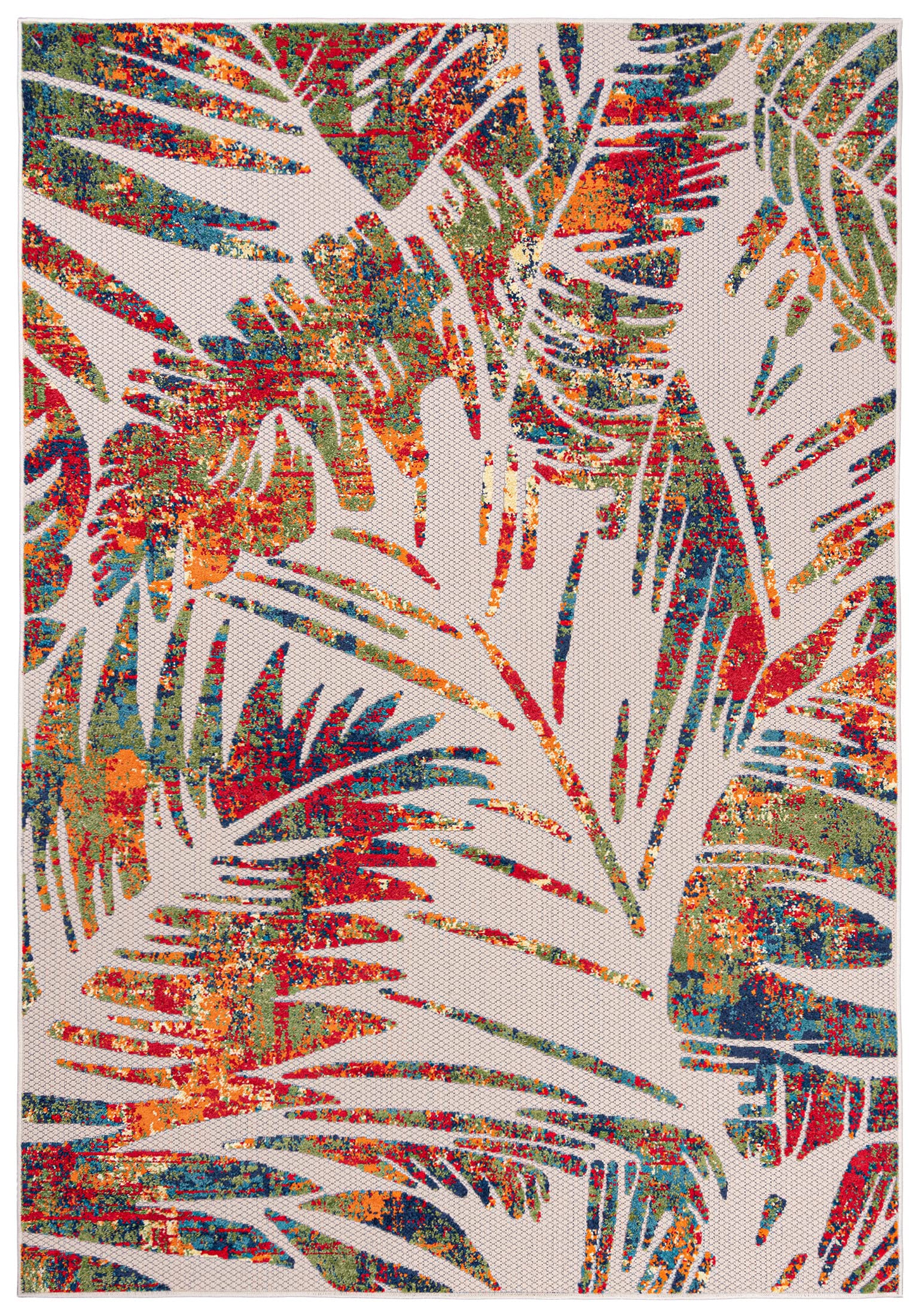 Carpeto Grand Intérieur et Extérieur Tapis Balcon 160x230cm Crème Végétal | Intérieur et Extérieur Tapis pour Salon Chambre Terrasse Boho Résistant aux Intempéries Anti-Allergène Résistant aux UV