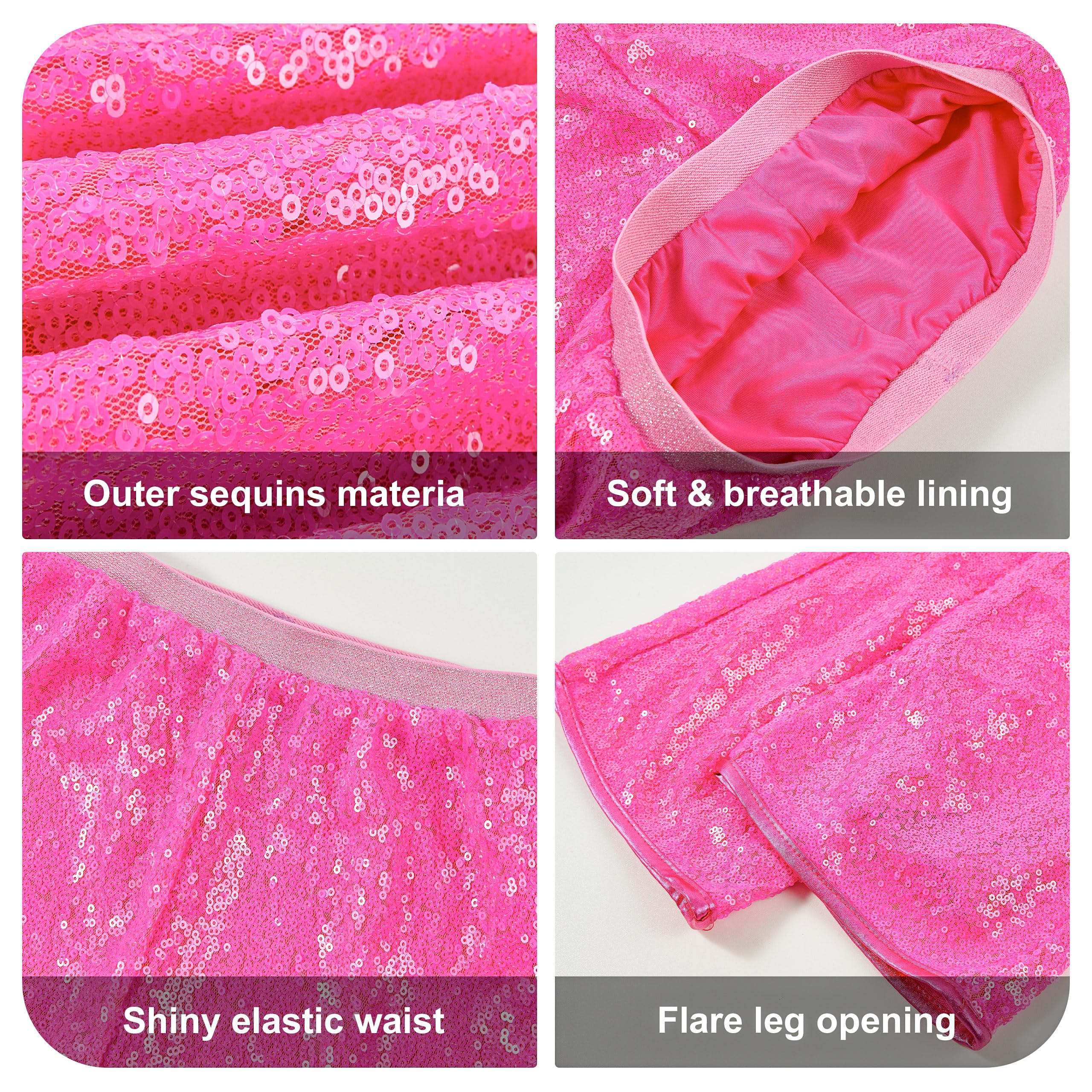 LOLANTA Mädchen-Schlaghose mit Pailletten, glitzernde Glockenhose, elastische Taille, Glitzer, Disco-Tanzhose