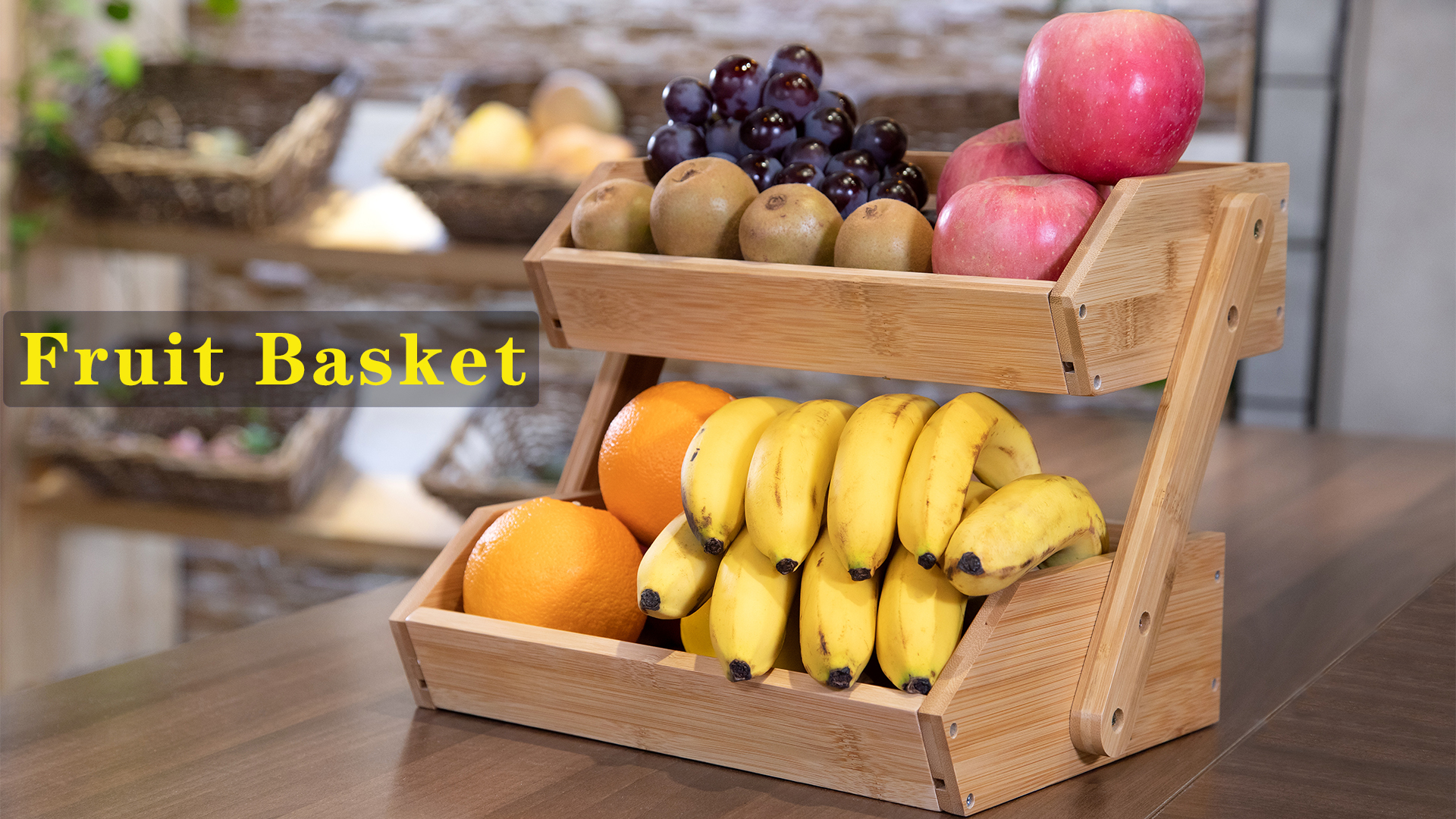 Corbeille A Fruit Design INOX, Corbeille A Fruit 2 Etages, 2 Niveaux Pour Le Stockage De Comptoir De Cuisine Moderne De Grande Capacité