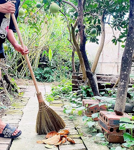 Miniatura 8 de Escoba batidora natural vietnamita - Escoba suave de paja - Escoba de mango largo para limpieza, decoración, boda con 45.28 pulgadas de longitud