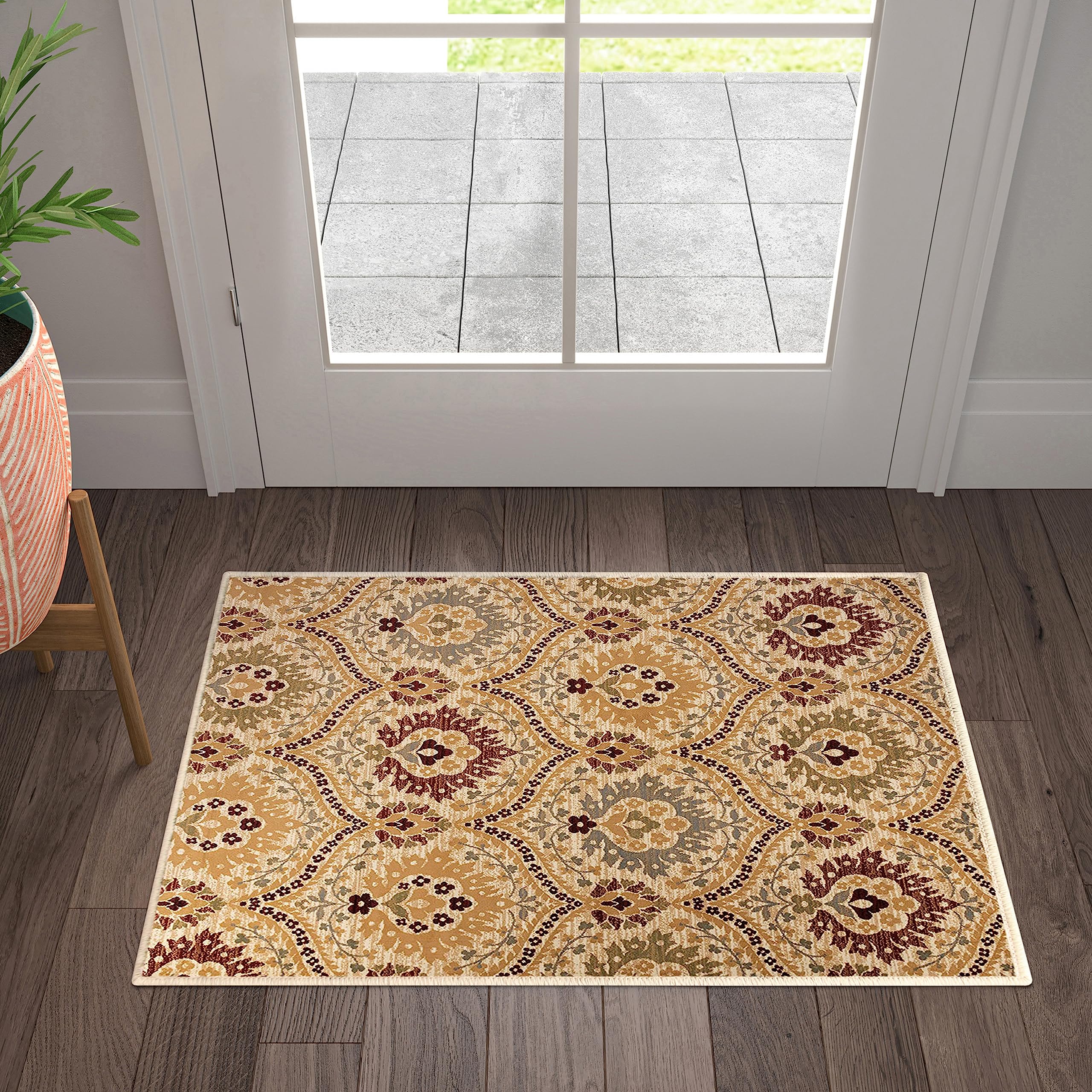 Tapis haut de gamme camel en polypropylène résistant 2'x3'