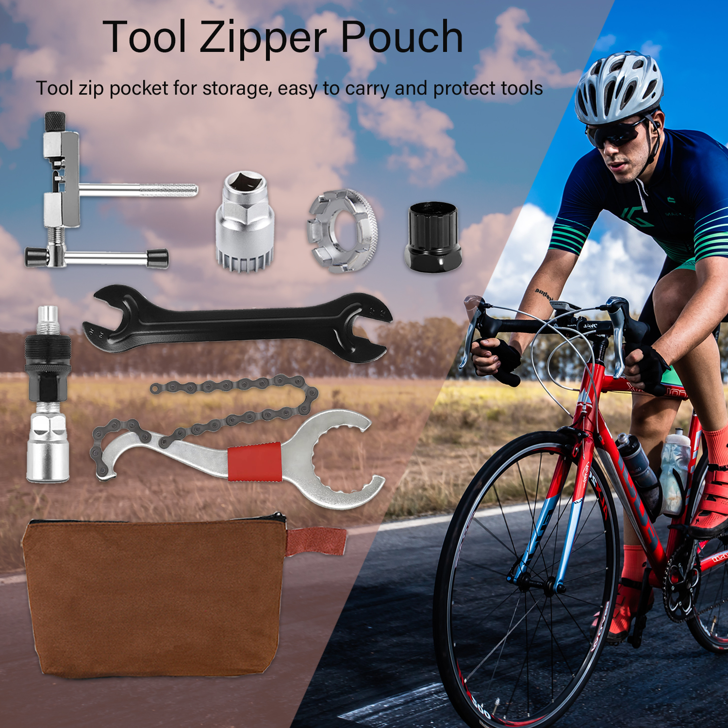 Set 2 Pezzi WEST BIKING – Leva Per Pneumatici E Rompicatena / Tagliacatena Per Bici, 126mm, Leggero 48g