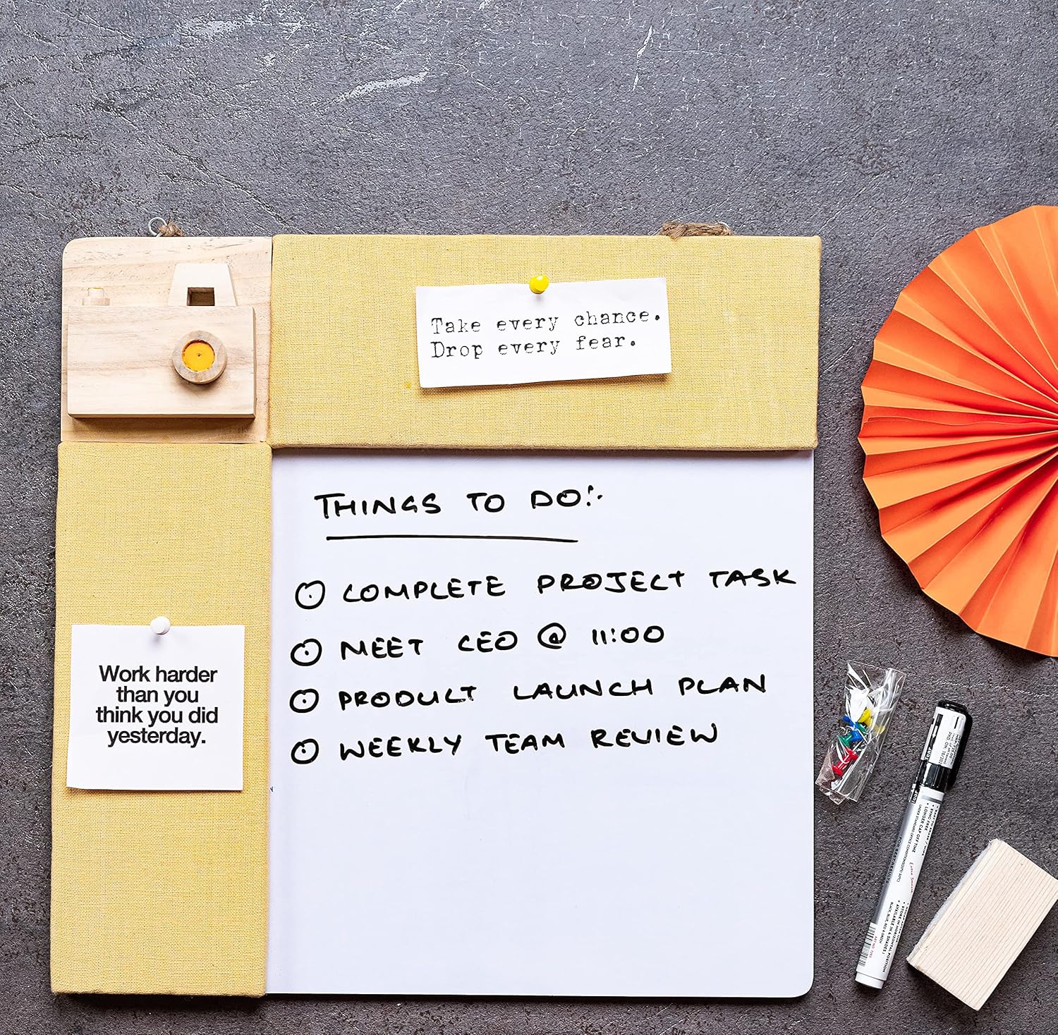 IVEI Pinboard + Whiteboard (Camera - Yellow)