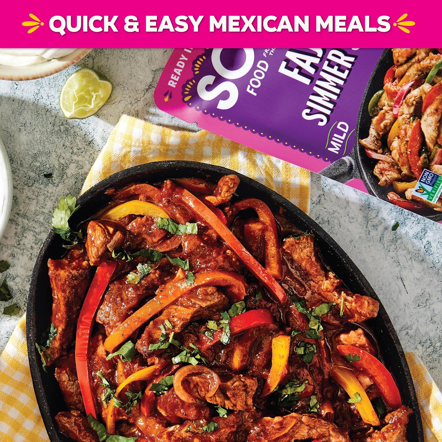Somos Fajita Simmer Sauce, Mild, Gluten Free & Non-GMO, 8 Ounce (Pack of 6)
