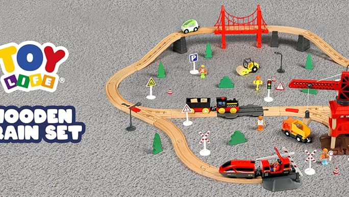 Amazon.com: TOY Life Train Set 80pcs with Crane & Locomotive