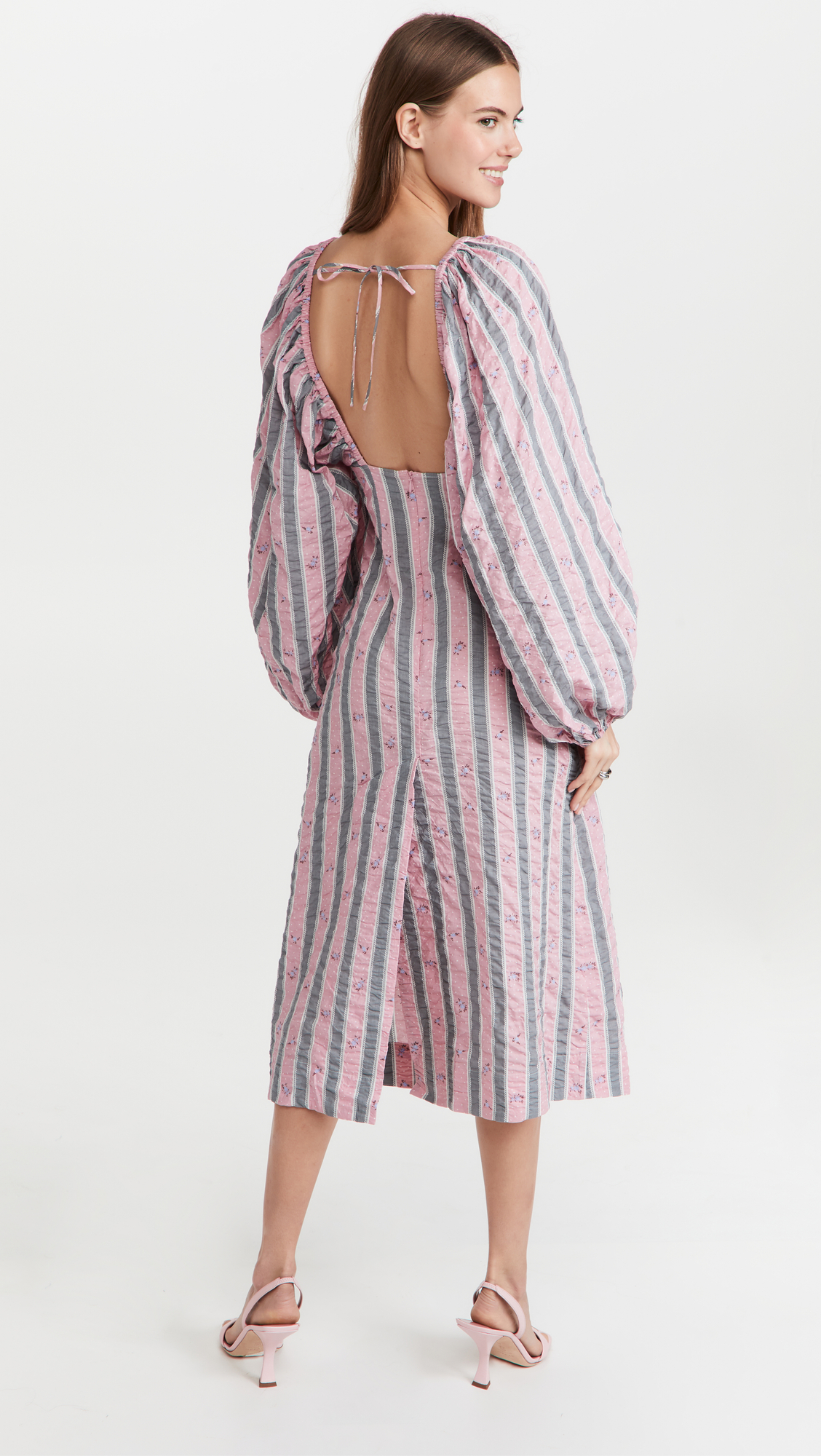 pink ganni dress Pink Ganni Dress With Peter Pan Collar by Ganni