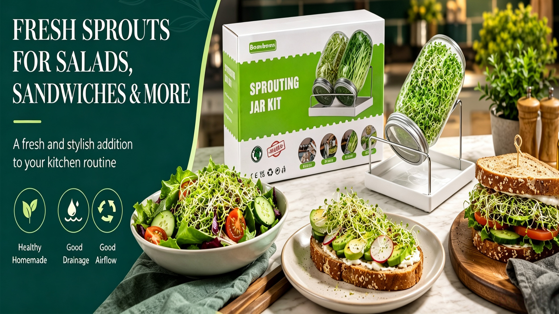 Amazon.com: Sprouting Kit,Seed Sprouting Jar Kit,2Pcs Large Wide