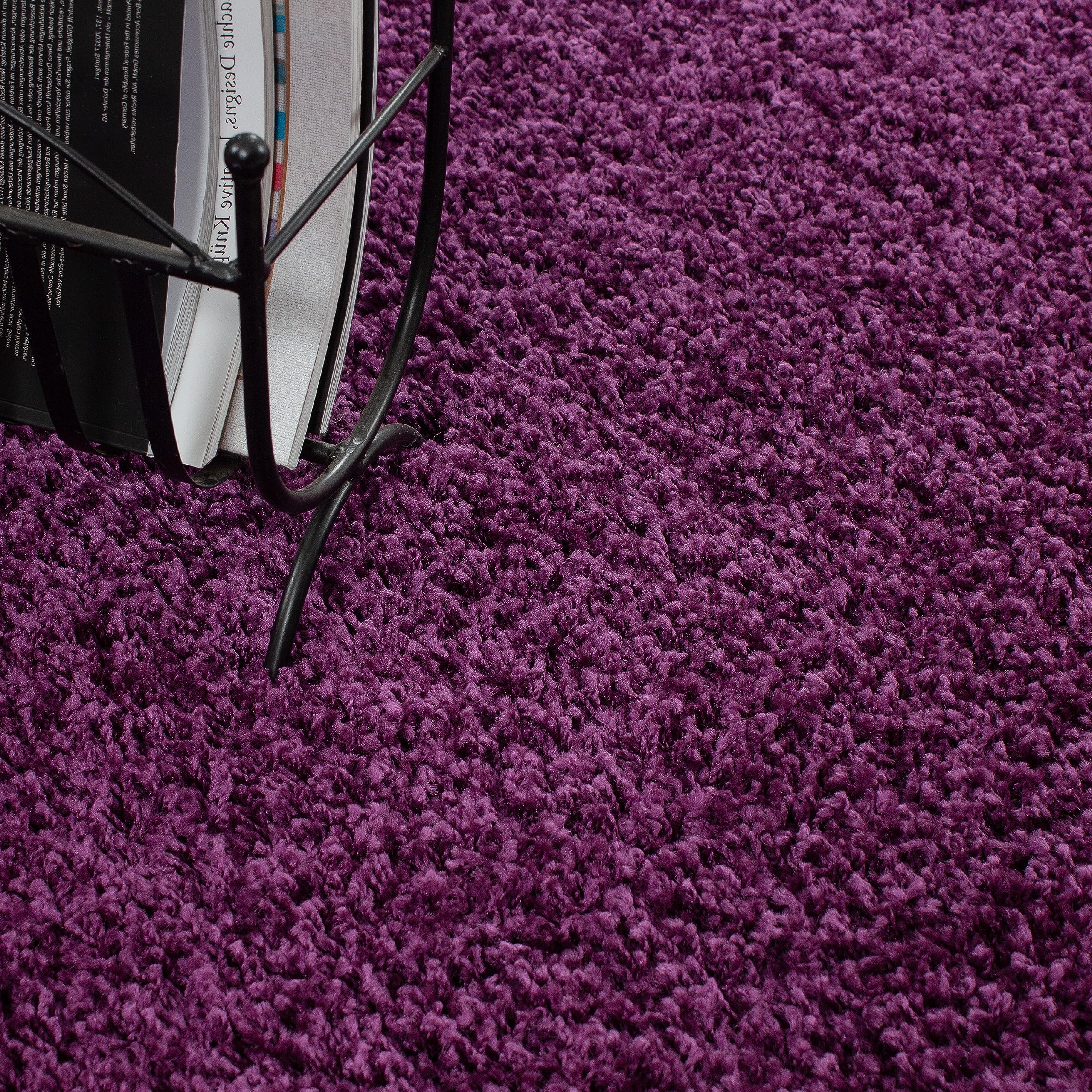 HomebyHome Shaggy Hochflor Teppich, 100x200 cm, Lila, weich, flauschig, modern, einfarbig, Für Schlafzimmer oder Flur, für Wohnzimmer Schlafzimmer Flur