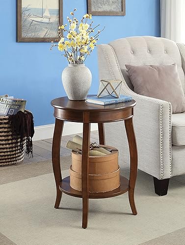 DESIGNER97 Mesa auxiliar romántica en nogal, mesita de noche de 18 pulgadas de diámetro x 24 pulgadas de alto para sala de estar y dormitorio disponible en Yaxa Venezuela