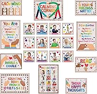 Vista 1 de Juego de 22 pósteres de esquina relajantes, juego de tableros de anuncios de salud mental con película de PET, de gran tamaño, borrable, control