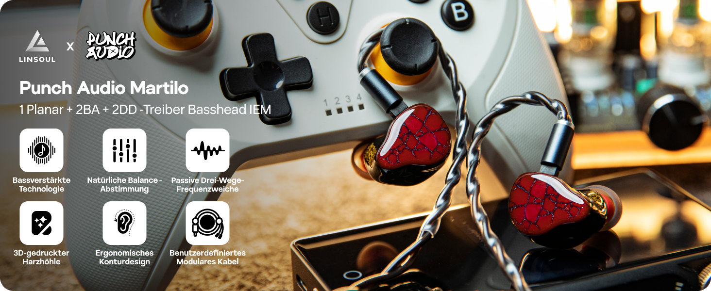 LINSOUL Punch Audio Martilo In Ear Monitor, 1 Planar + 2BA + 2DD