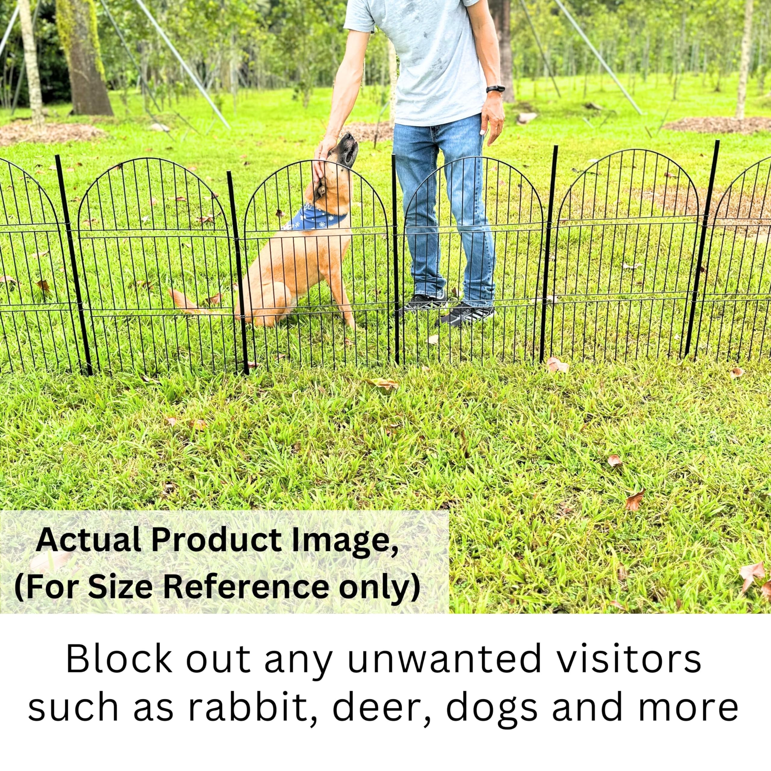 ShopLaLa Recinzioni decorative da giardino per esterni (6 pannelli), 45,7 x 76,2 cm (lunghezza x altezza), barriera per animali con paletti, antiruggine, bordo in filo metallico nero, per cani di