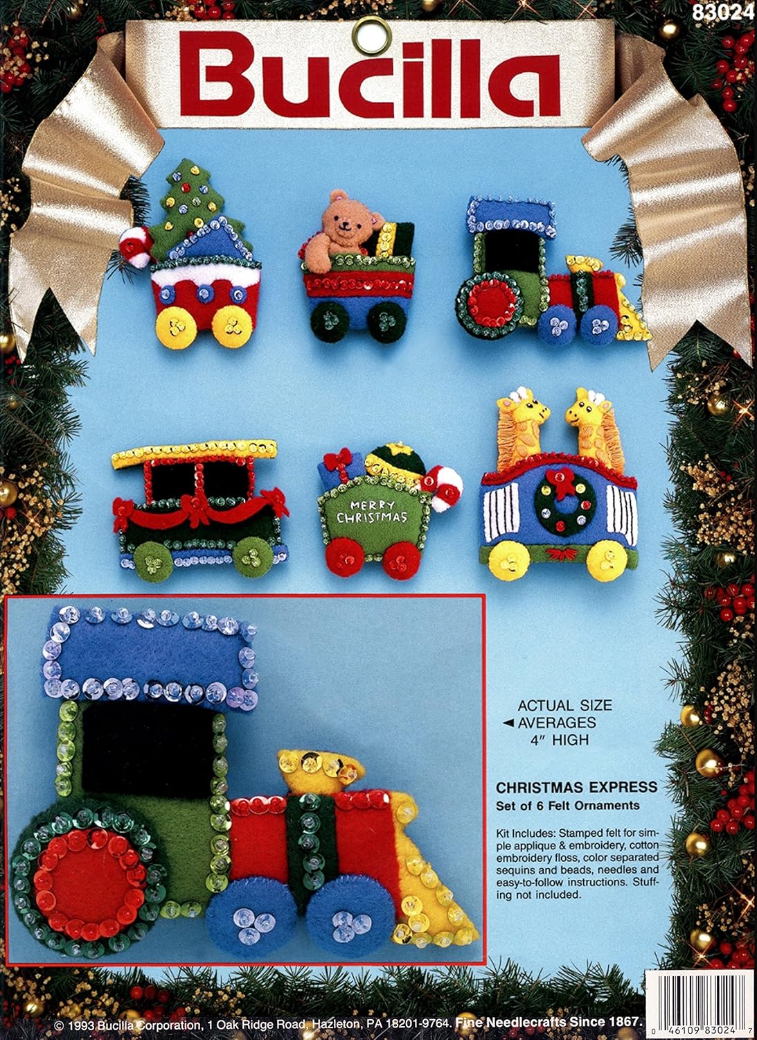Bucilla "Christmas Express" Felt Applique Train Ornaments 83024