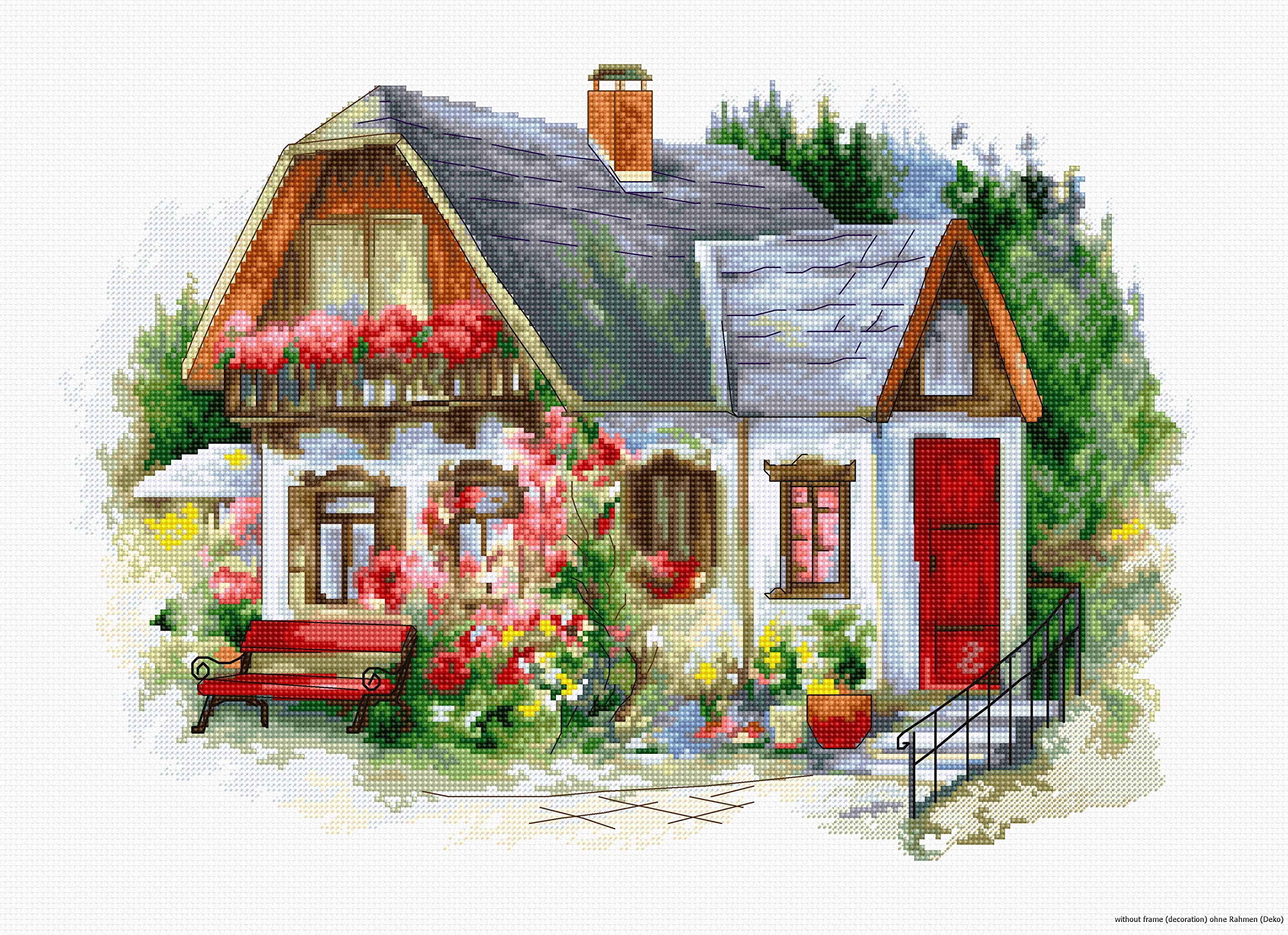 Lucas Multicoloured Luca-S Bu4005 Beautiful Country House Cross Stitch Kit Cotton, 34 X 24 Cm