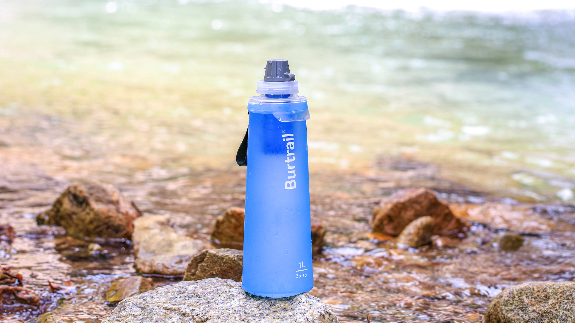 Image of 1.0L Collapsible Water Filter Bottle, BPA-Free Ultralight & Durable Squeeze Bottle with 42mm Filter Cap Cartridge, Filtered Water Bottle for Camping, Hiking, Backpacking, Survival & Travel