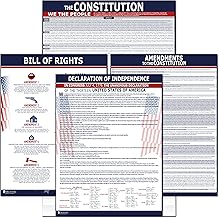 American Founding documents Large Laminated 4 Pack: US Constitution, Declaration of Independence, Bill of Rights, Entire Constitution and Amendments New 3.0 Now with Larger Fonts Young N Refined