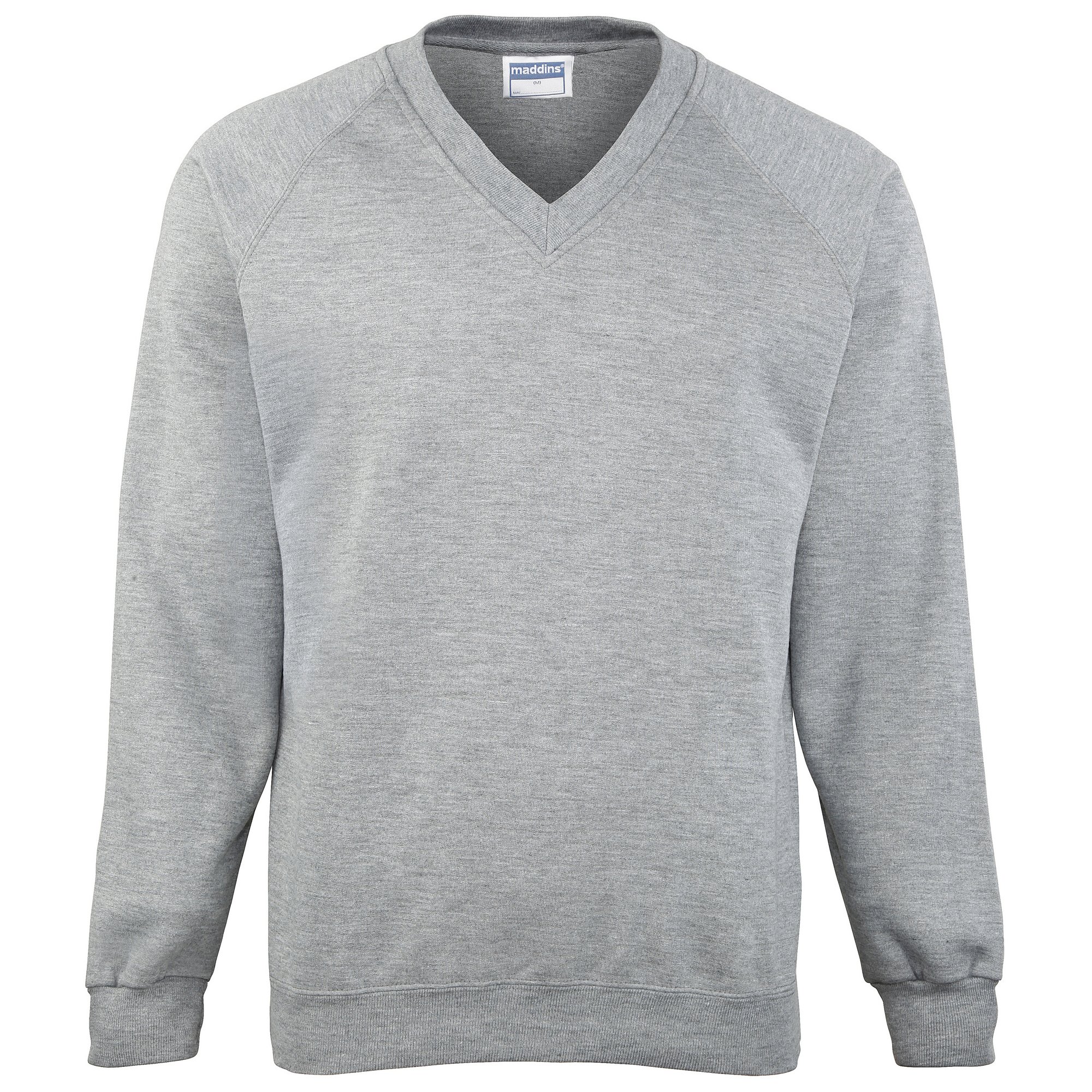 MaddinsMens Coloursure V-Neck Sweatshirt (S) (Oxford Grey)