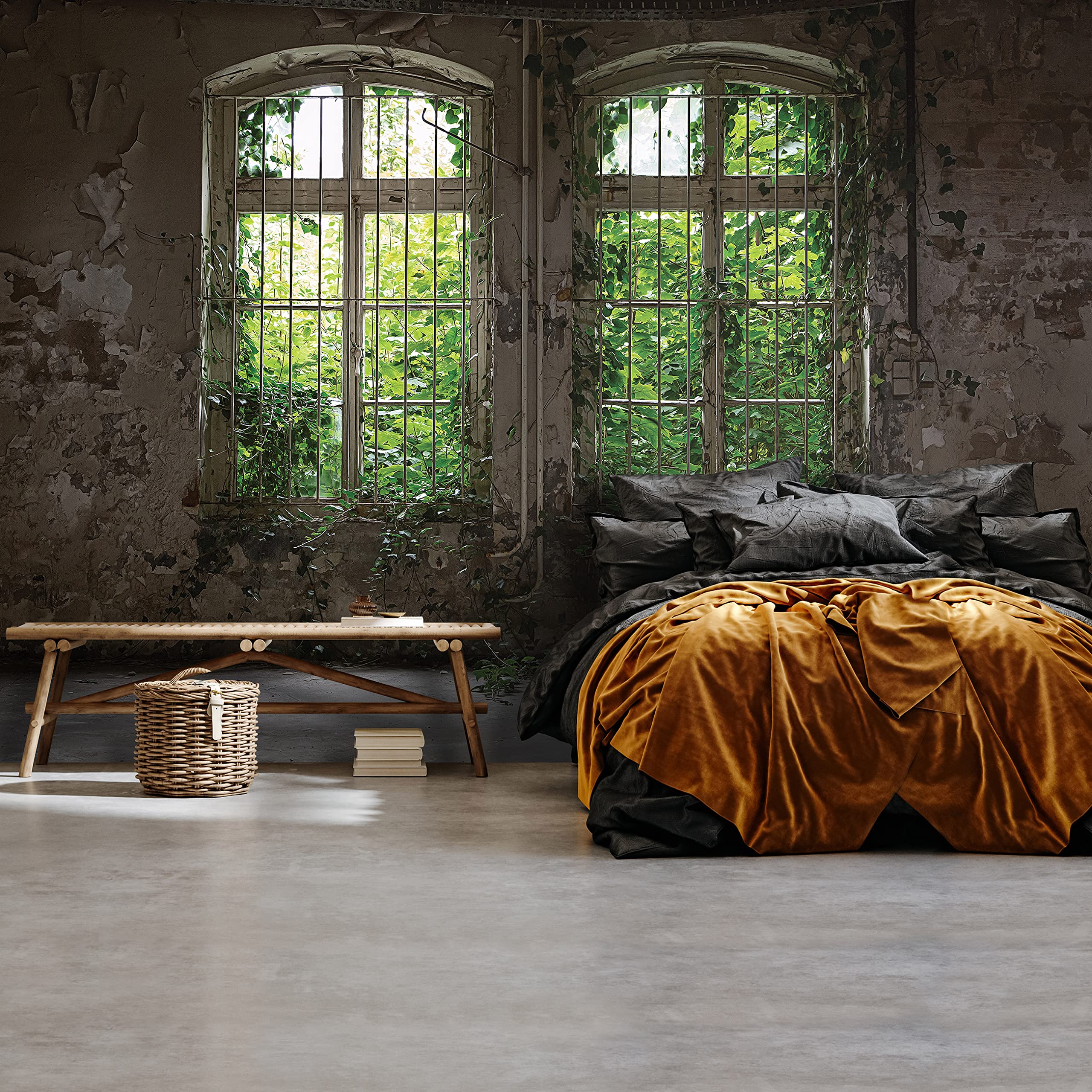 Papel Pintado Fotográfico No Tejido Para Habitación Leopardos Plantas