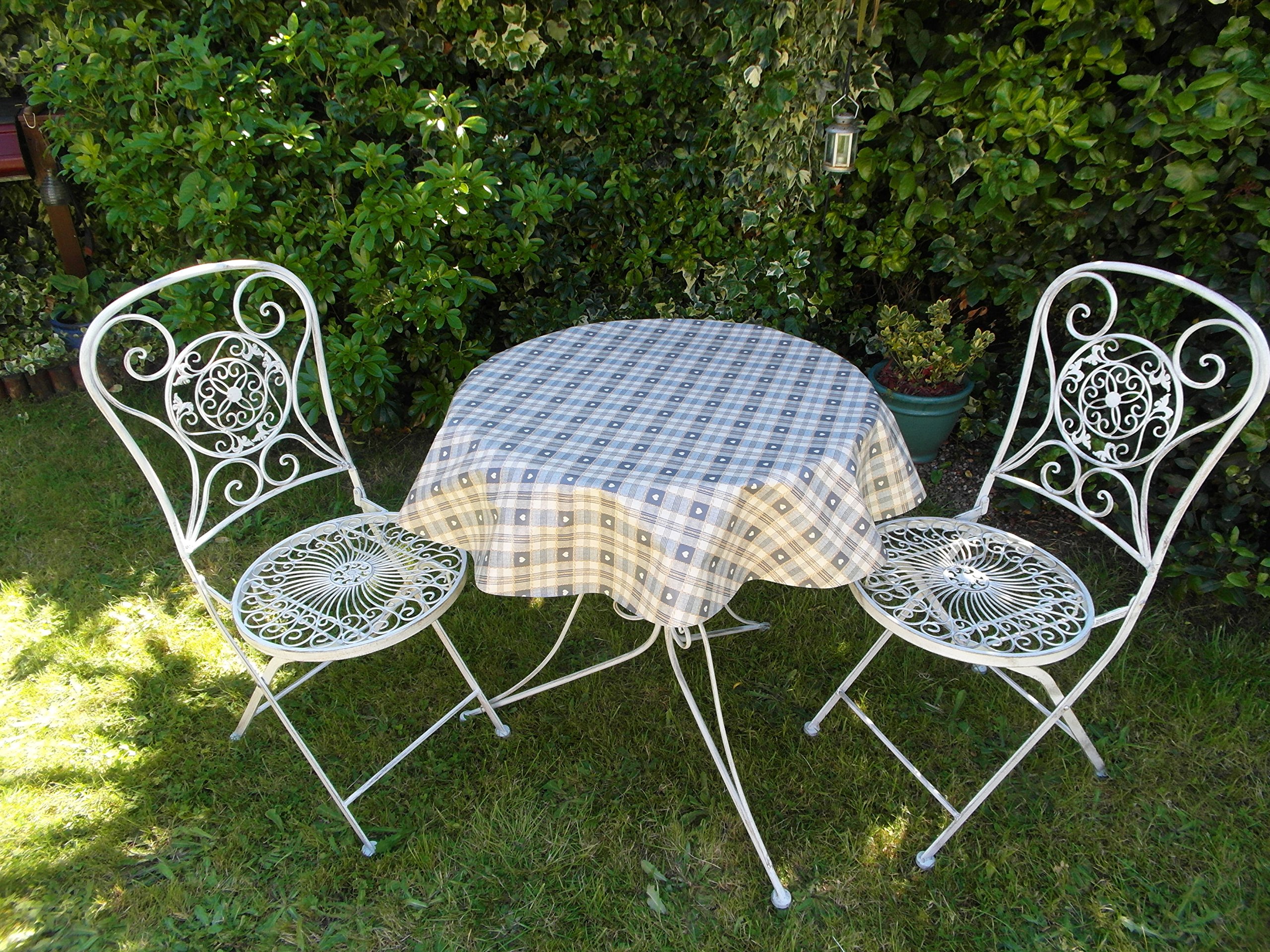 The Tablecloth Company Grey 39" (1.0M) Diameter Round Bistro Pvc/Vinyl Tablecloth - & Cream Hearts