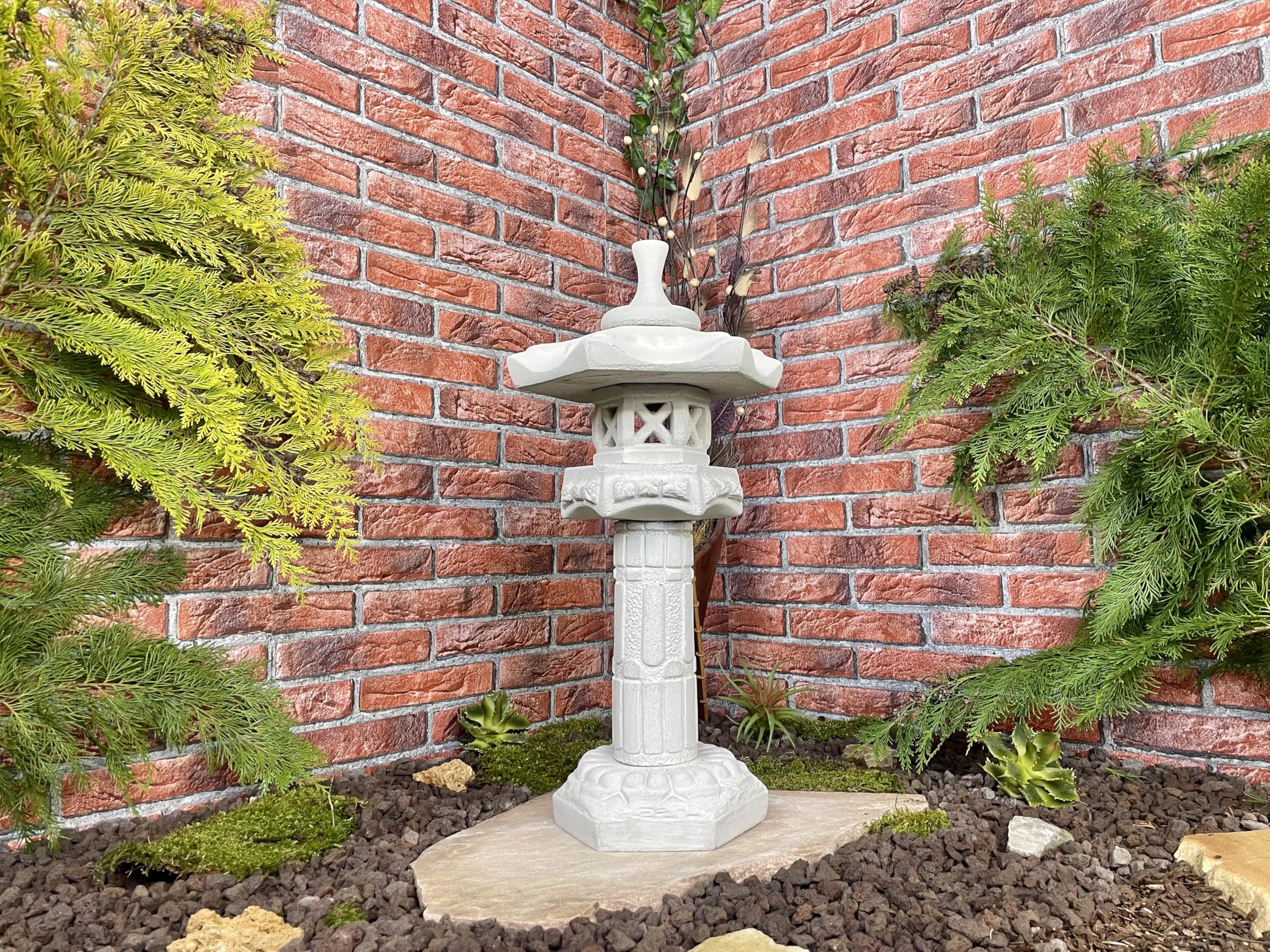 Steintempel im japanischen Stil 'Yukimi auf Säule A' - Handgefertigte Gartenfigur aus regionalem Steinguss - Zen - Dekoration für Garten & Terasse - wetterfest & langlebig