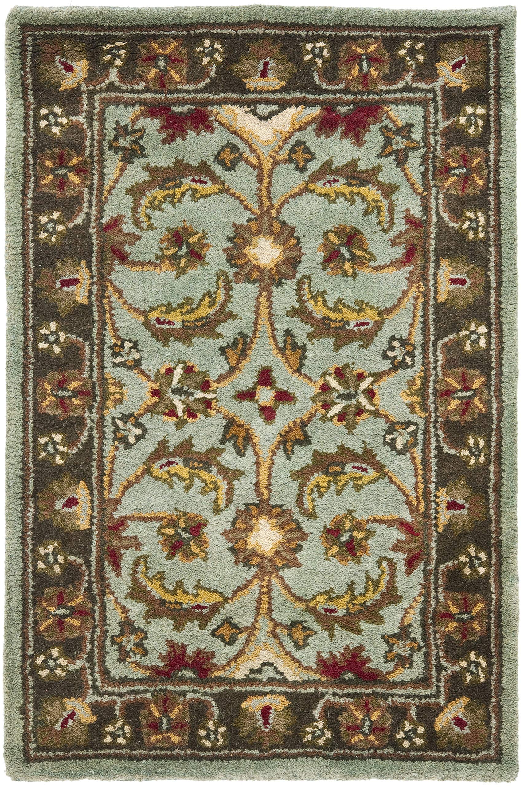 2' x 3', Blue/Brown : Safavieh Heritage Collection HG962A Handmade Traditional Oriental Blue and Brown Wool Area Rug (2' x 3')