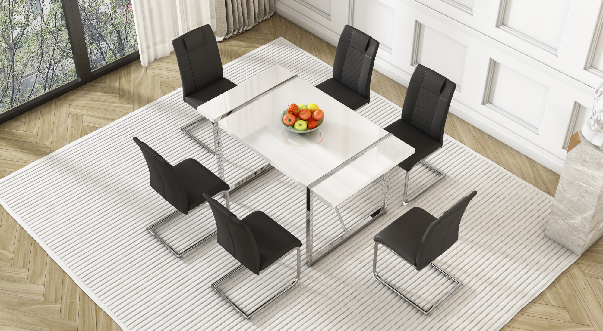 Amazon.com - Btikita Dining Table Set for 4, White Rectangular MDF