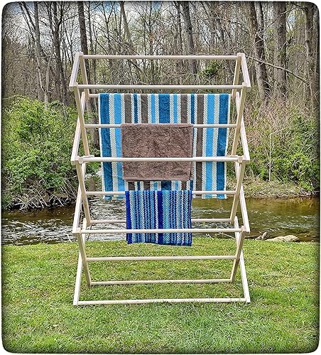 Miniatura 2 de Saving Shepherd Tendedero de ropa – 52¾ pulgadas de alto x 36 pulgadas de ancho plegable de madera de arce amish hecho a mano en Lancaster, PA USA