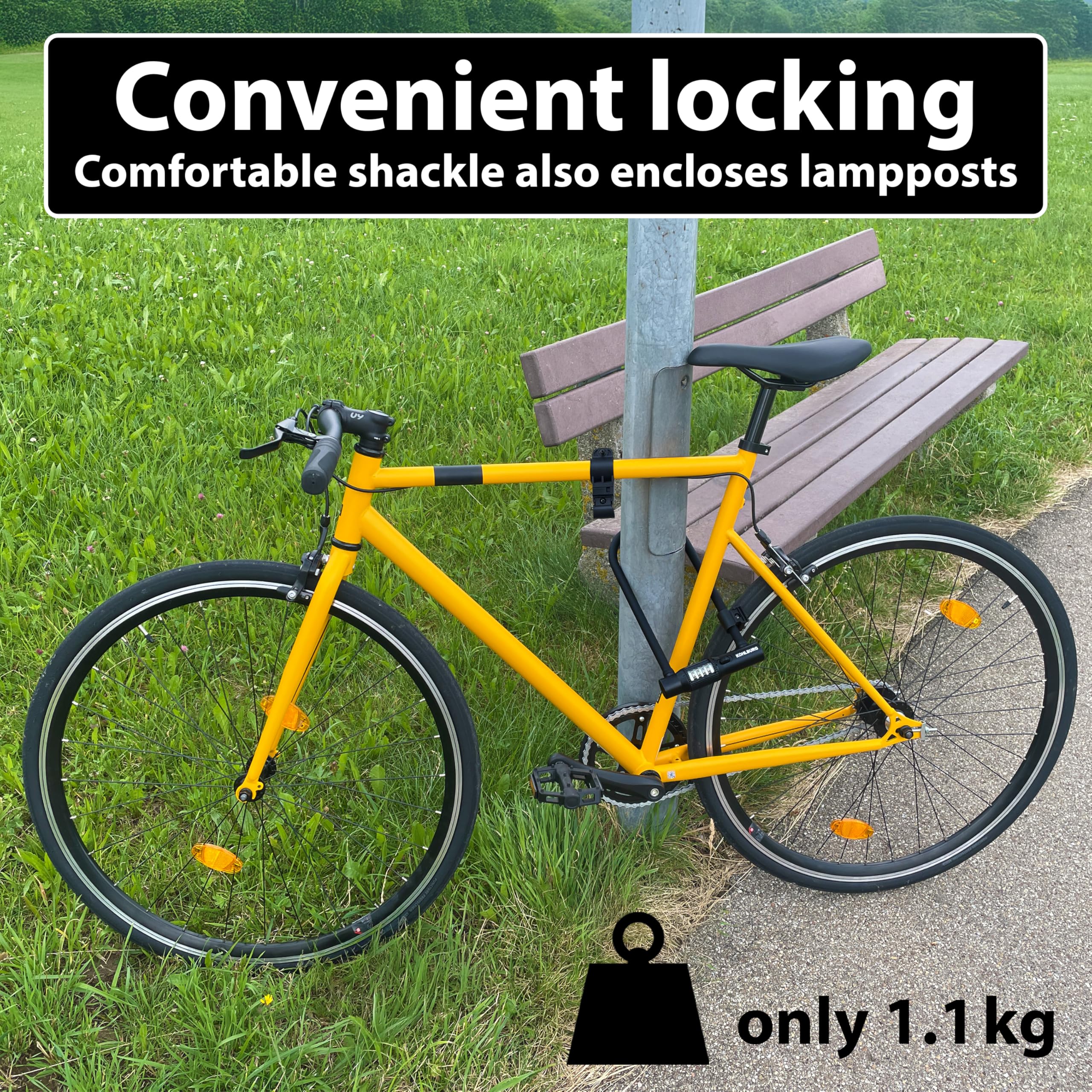 KOHLBURG U-Locki zamek szyfrowy 12 mm | Roweru elektrycznego, rdzeniem stalowym, stalowymi cyframi, z kodem i uchwytem, wysokiego bezpieczeństwa