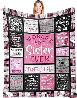 Sister Gifts Blanket 50"×60", Sister Birthday Gifts from Sister, Big Sister Gift, Bestie Gift for Sister, Sister Gift Idea, Graduation Gifts for Sister, Sister Throw Blanket, Soul Sister Gift